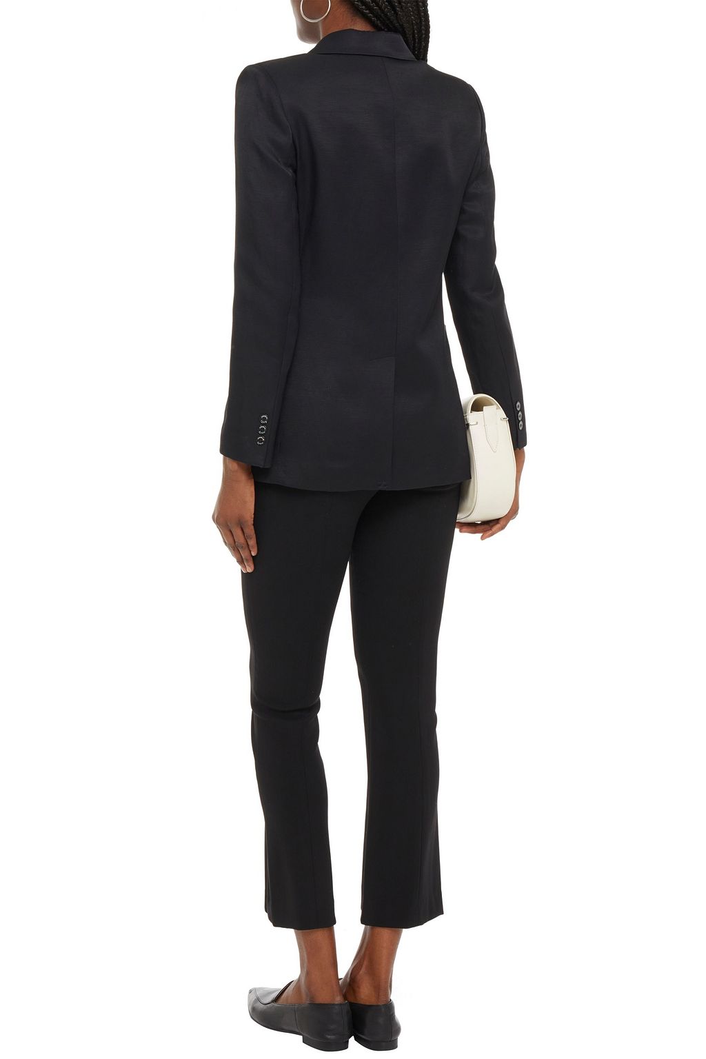 SANDRO Syane moire-paneled satin-twill blazer