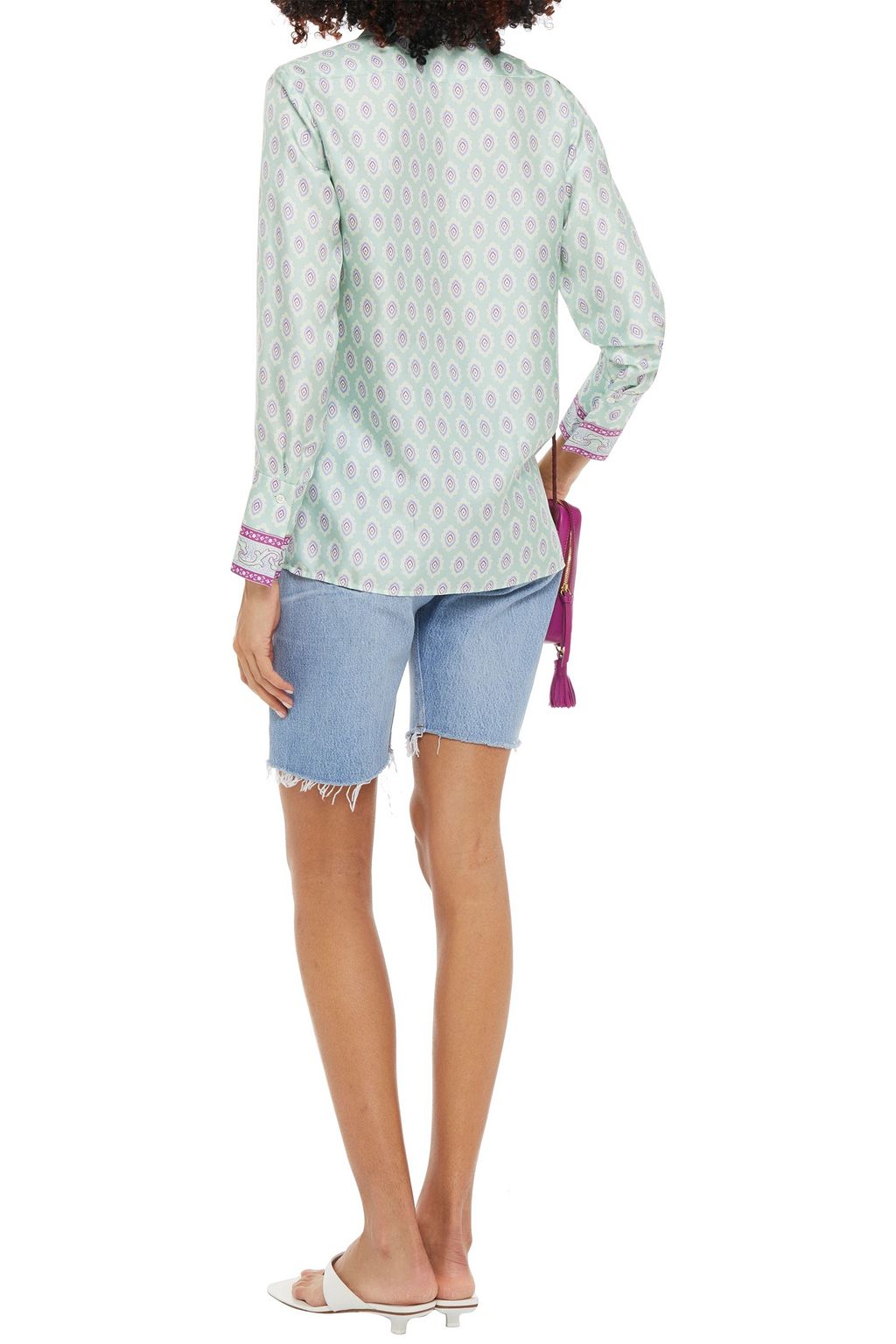 SANDRO Jarel printed silk-satin shirt