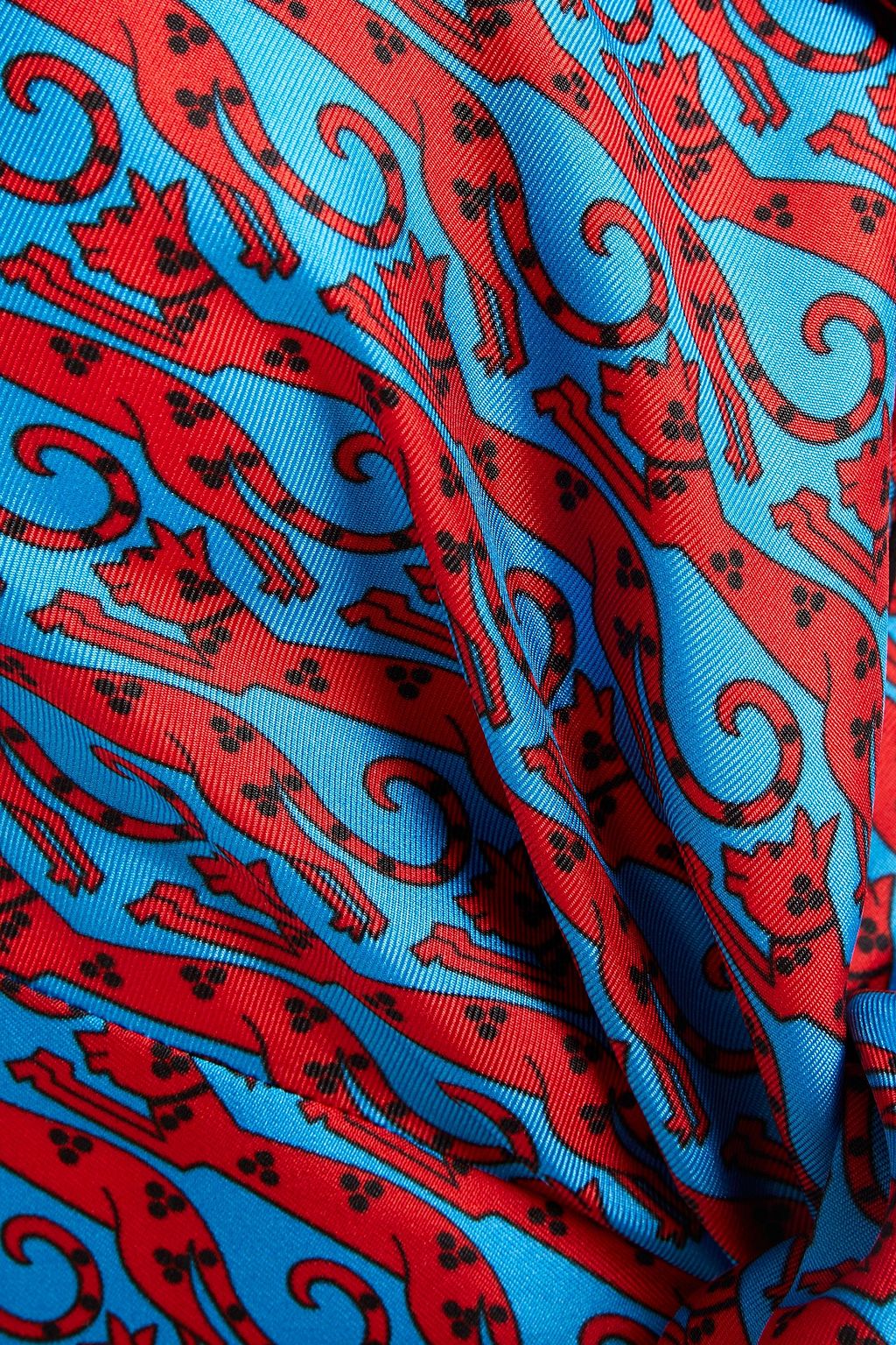 SANDRO Caty knotted printed silk-satin shirt