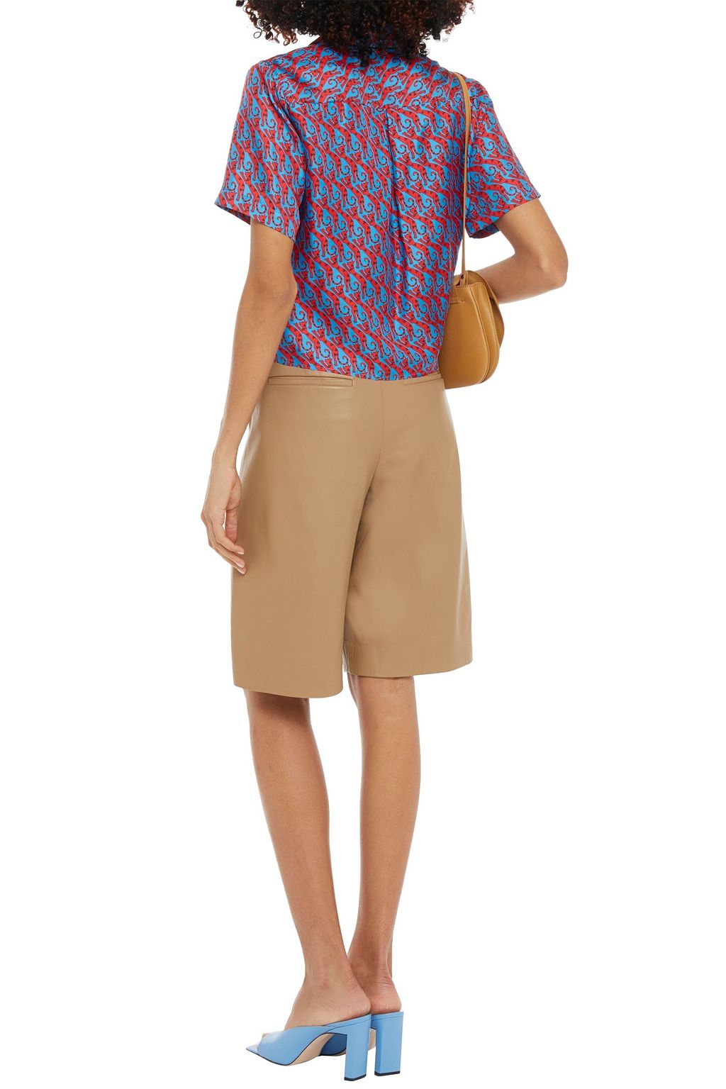SANDRO Caty knotted printed silk-satin shirt