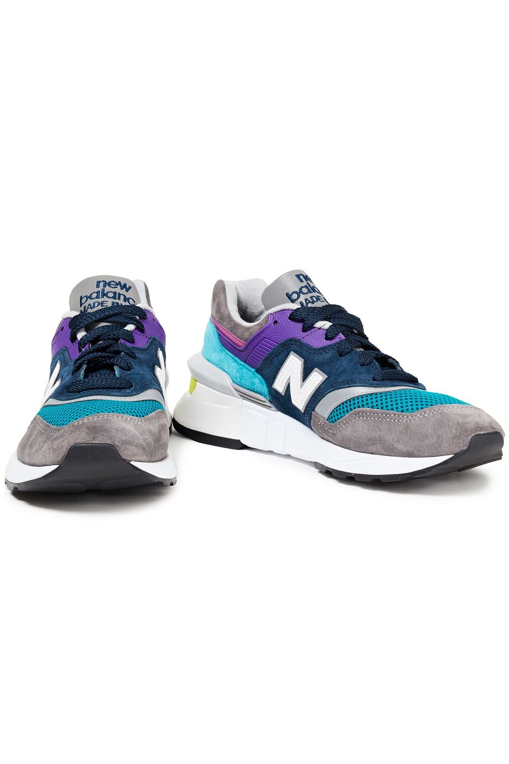 NEW BALANCE Sneakers aus Mesh und Veloursleder in Colour-Block-Optik mit Lederbesatz