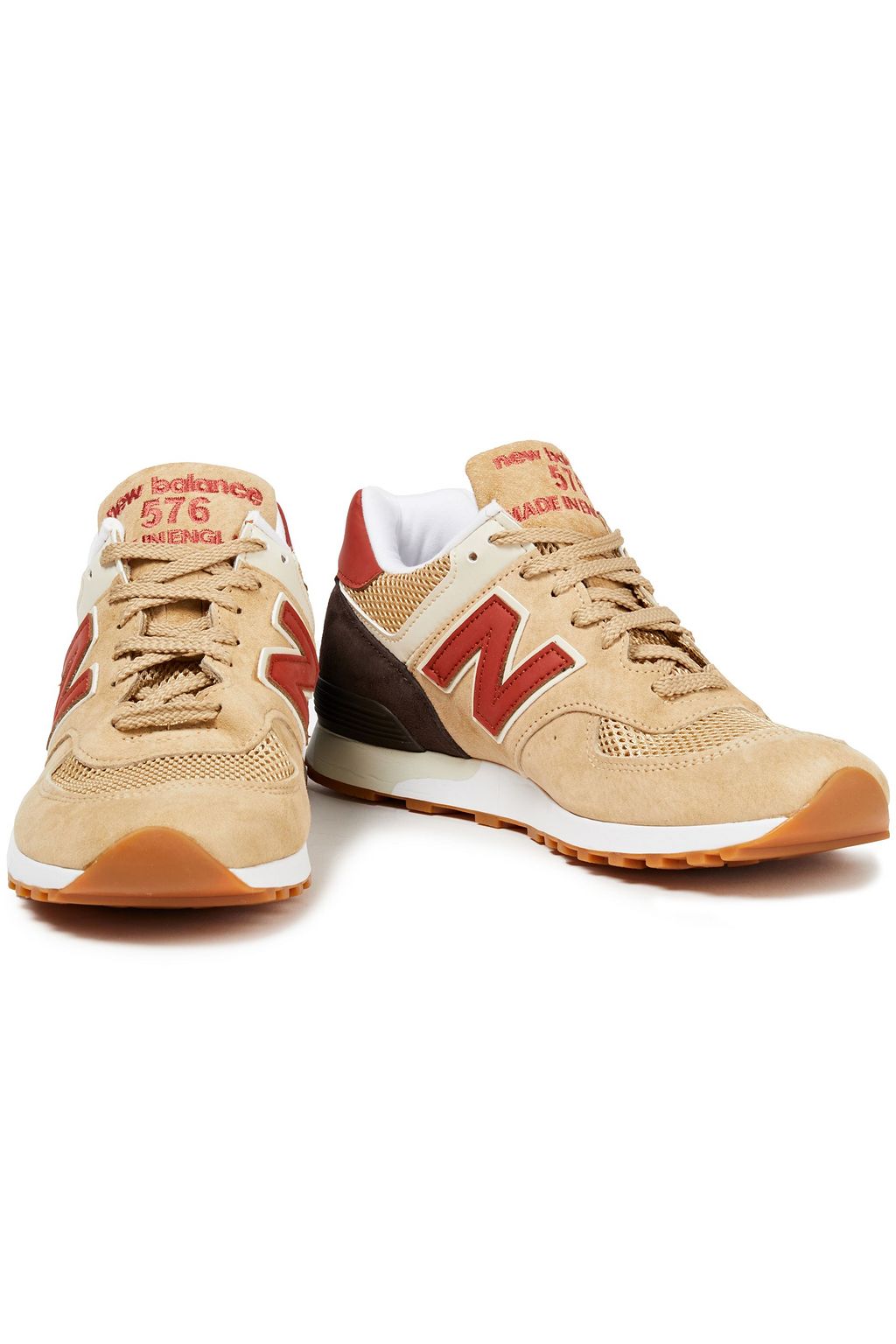 Sand Leather-trimmed color-block suede and mesh sneakers | Sale up to 70% off | THE OUTNET | NEW 