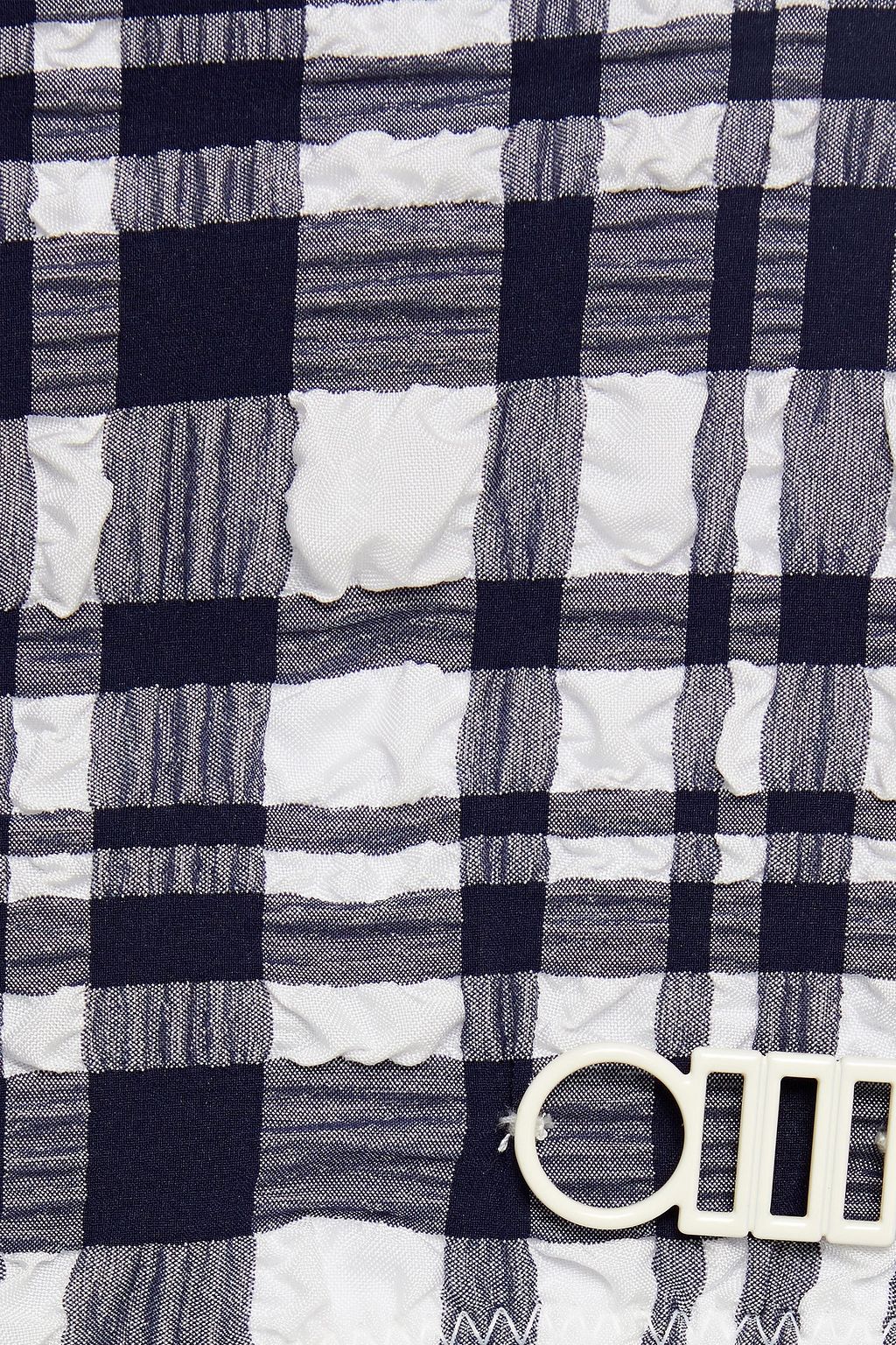 SOLID & STRIPED The Ginger checked seersucker high-rise bikini briefs