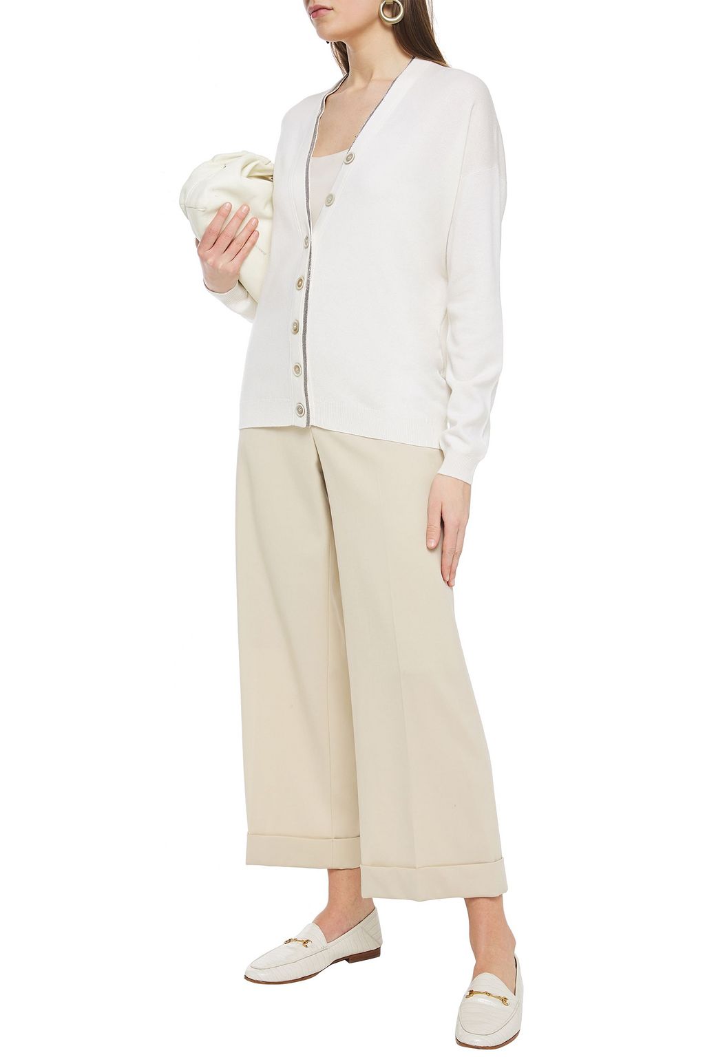 BRUNELLO CUCINELLI Cardigan aus einer Woll-, Seiden- und Kaschmirmischung mit Zierperlen