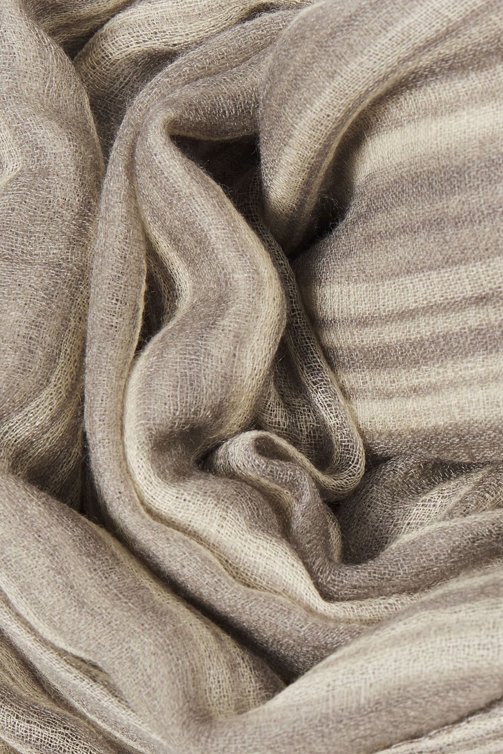 BRUNELLO CUCINELLI Frayed striped cashmere-gauze scarf
