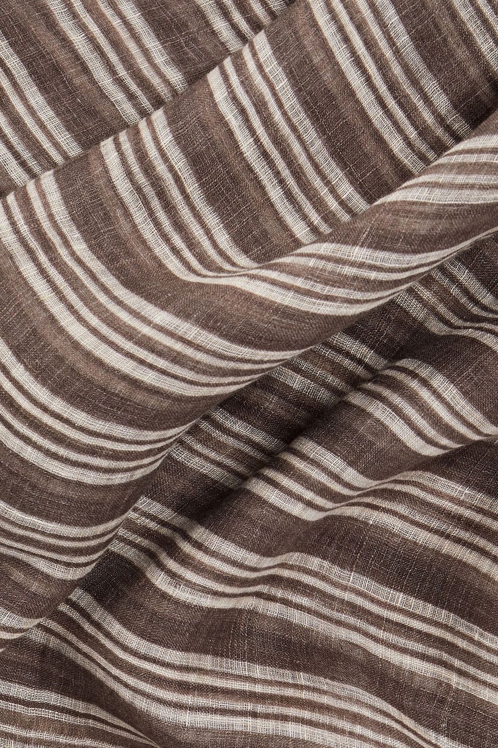 BRUNELLO CUCINELLI Frayed striped linen-gauze scarf