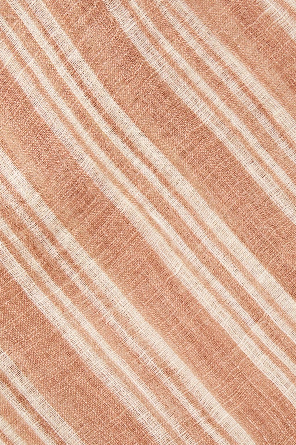 BRUNELLO CUCINELLI Frayed striped linen-gauze scarf