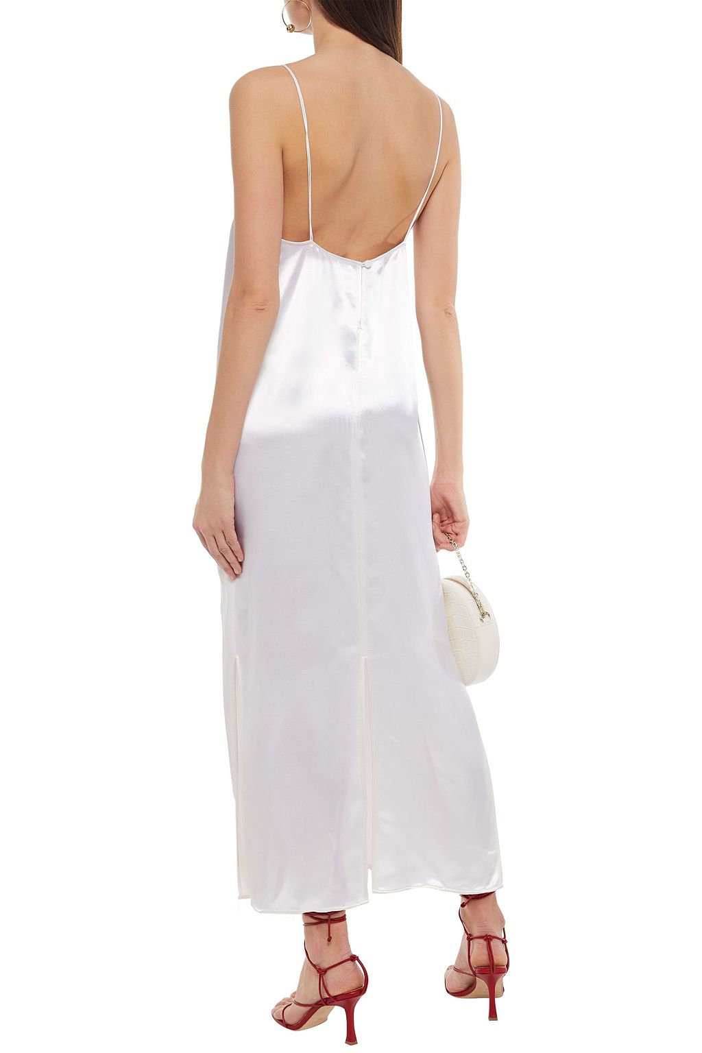 KHAITE Leandra Chantilly lace-paneled satin midi slip dress