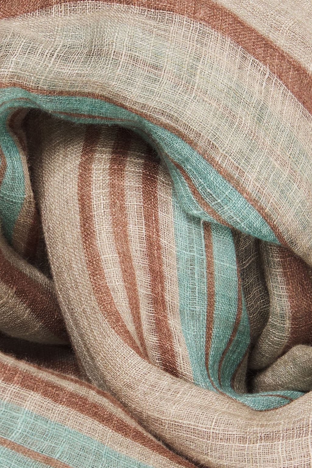 BRUNELLO CUCINELLI Frayed striped linen-gauze scarf