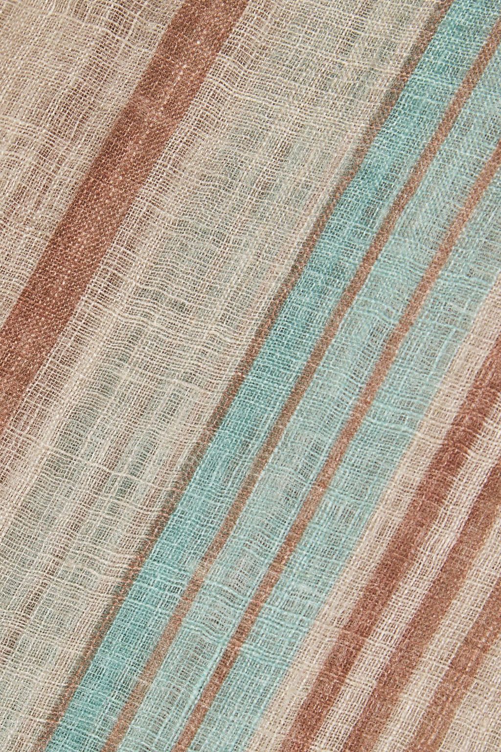 BRUNELLO CUCINELLI Frayed striped linen-gauze scarf