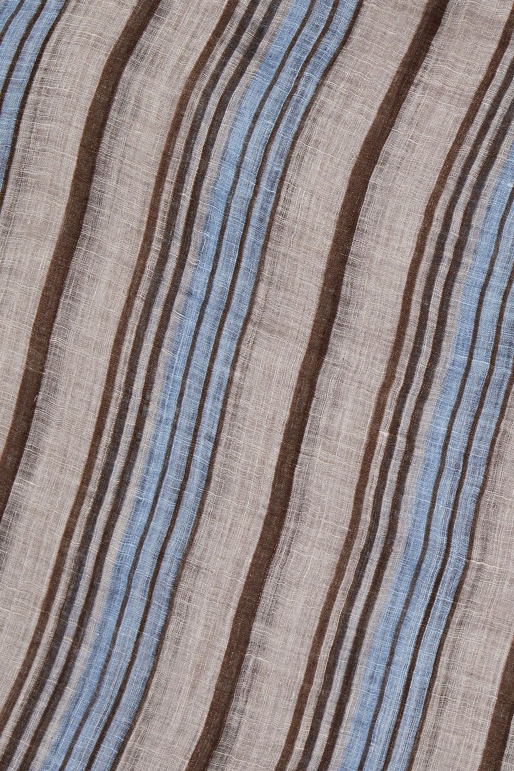 BRUNELLO CUCINELLI Frayed striped linen-gauze scarf