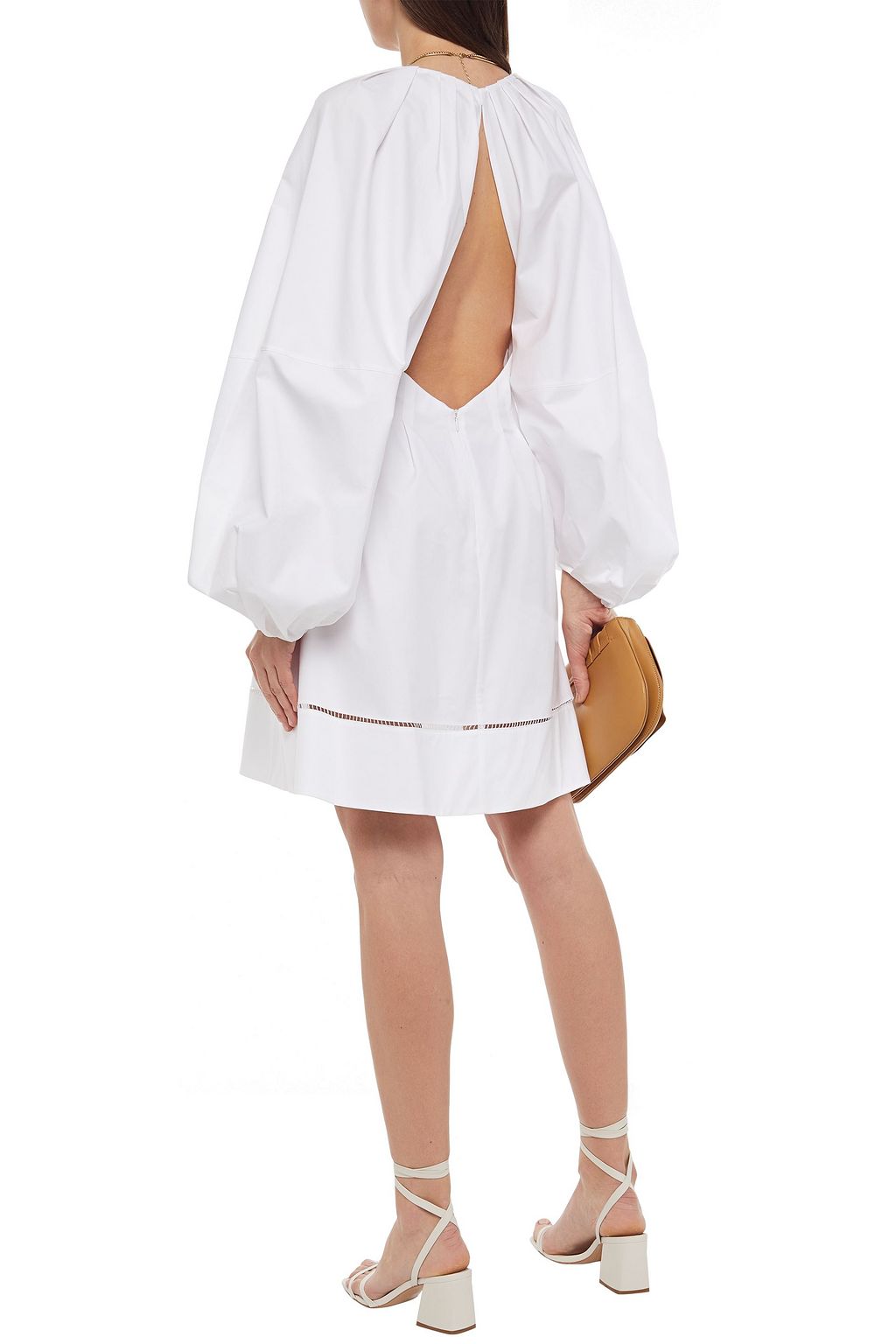KHAITE Madison open-back lattice-trimmed cotton-twill dress