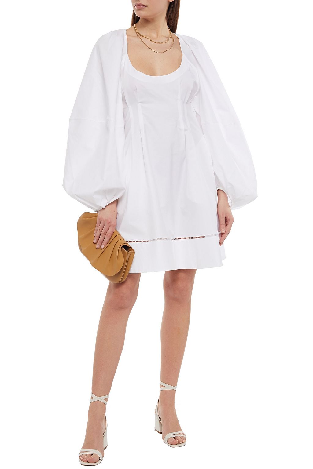 KHAITE Madison open-back lattice-trimmed cotton-twill dress