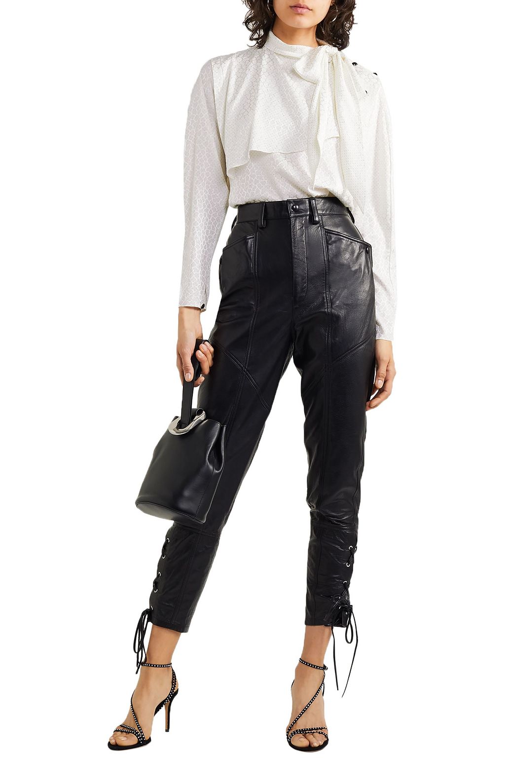 ISABEL MARANT Saki pussy-bow polka-dot silk-blend jacquard blouse