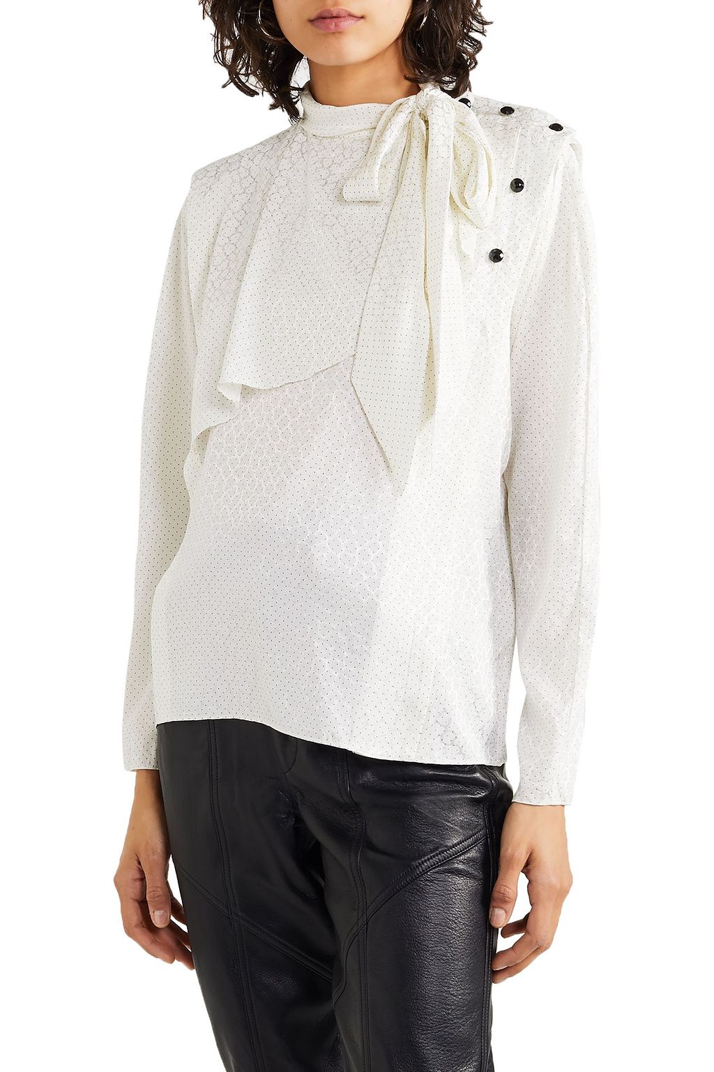 ISABEL MARANT Saki pussy-bow polka-dot silk-blend jacquard blouse