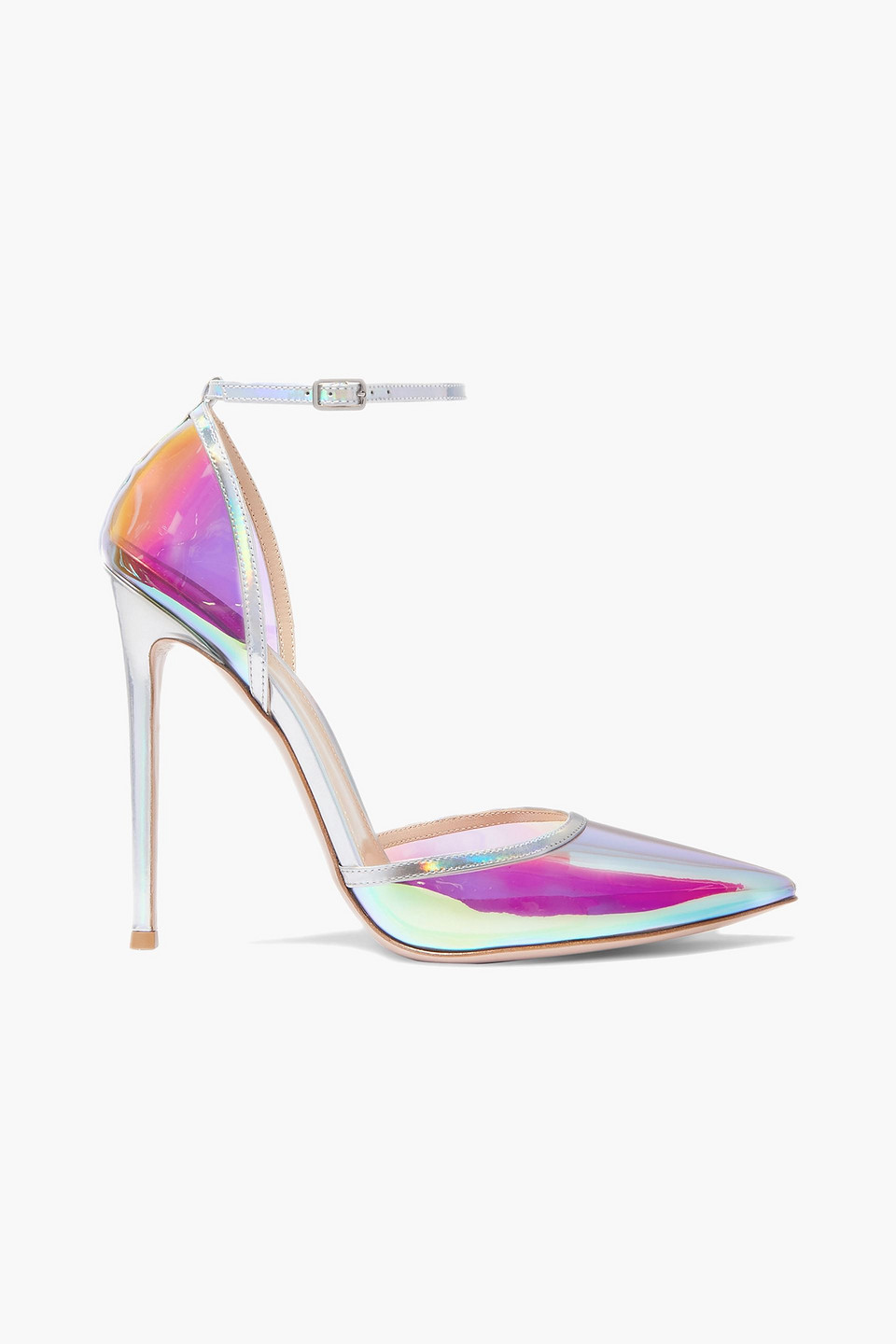 Gianvito Rossi Woman Sabin 105 Iridescent Perspex And Leather Pumps Silver Size 41.5