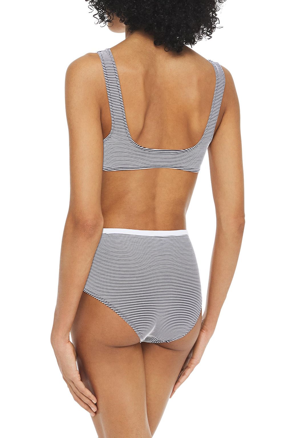 SOLID & STRIPED The Rooney striped ribbed high-rise bikini briefs