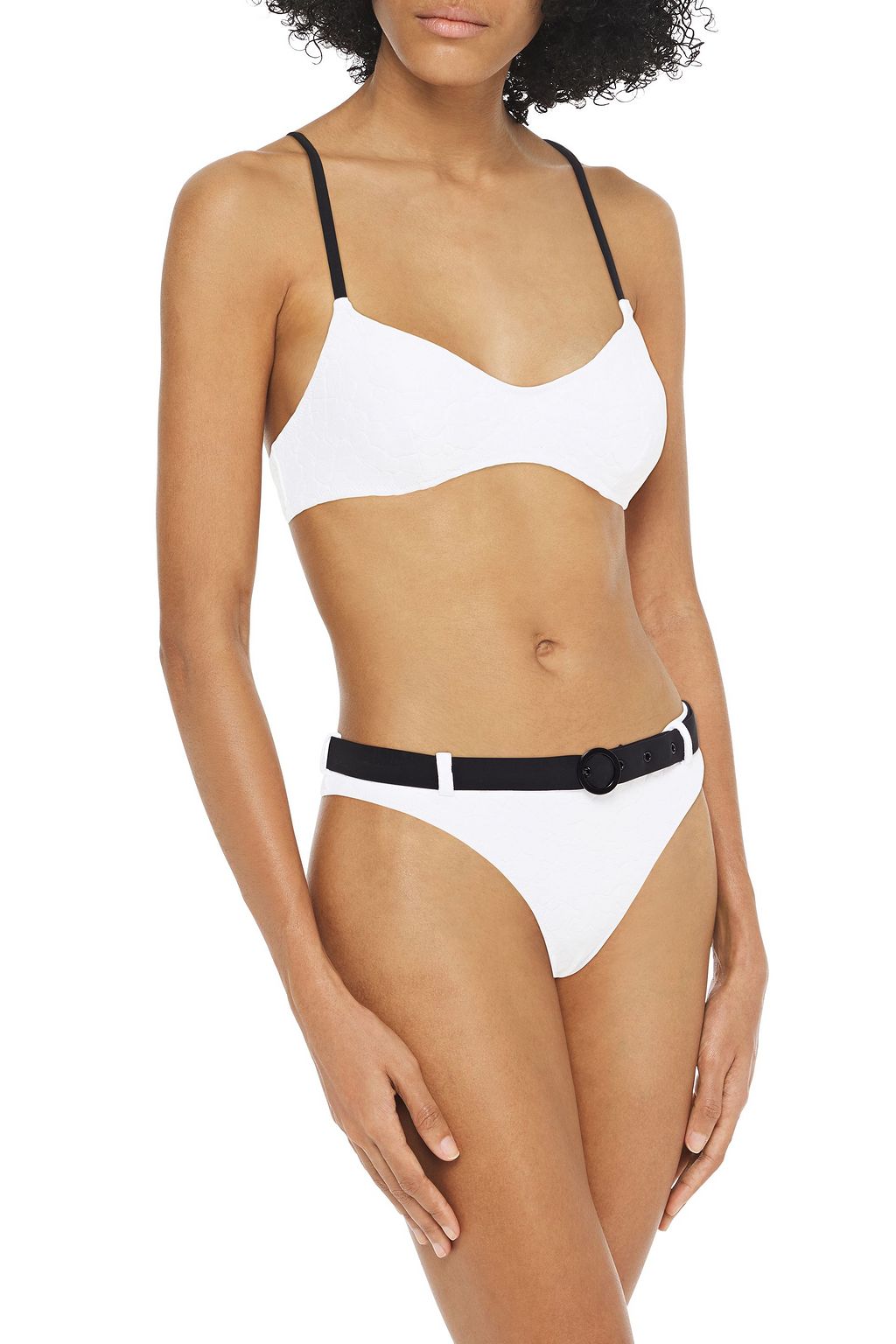 SOLID & STRIPED The Rachel belted stretch-jacquard mid-rise bikini briefs