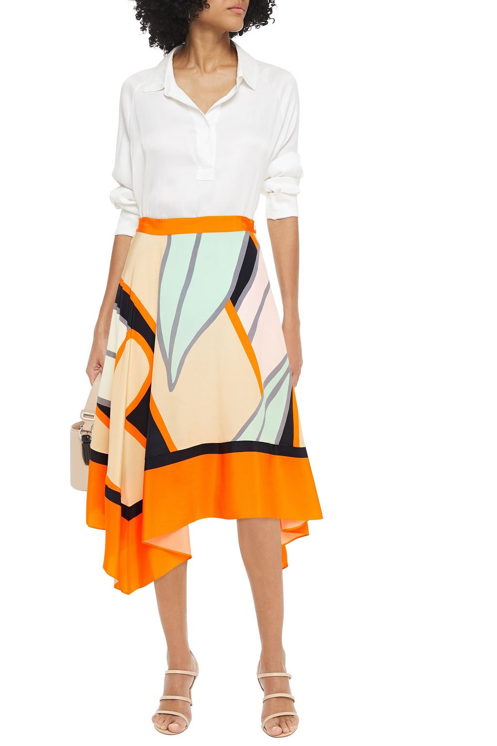 DIANE VON FURSTENBERG Madeline asymmetric printed silk crepe de chine skirt