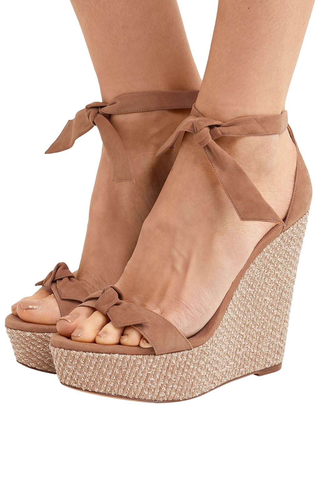ALEXANDRE BIRMAN Clarita 120 bow-embellished suede wedge sandals