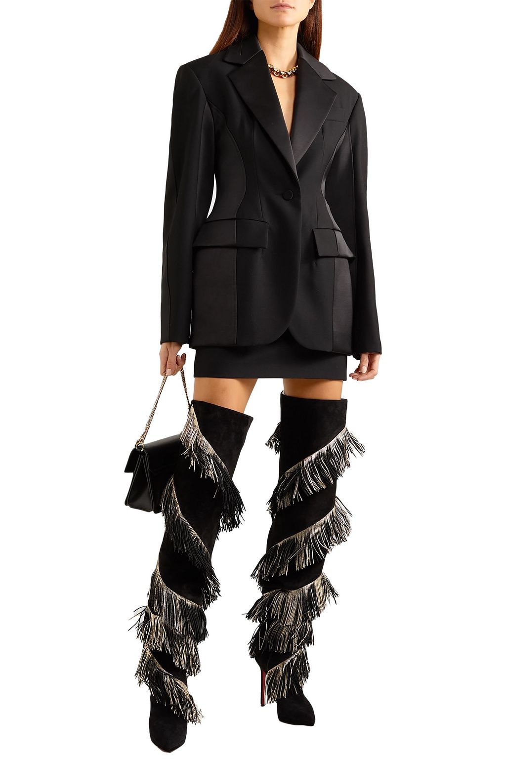 CHRISTIAN LOUBOUTIN Bolcheva 120 fringed suede over-the-knee boots