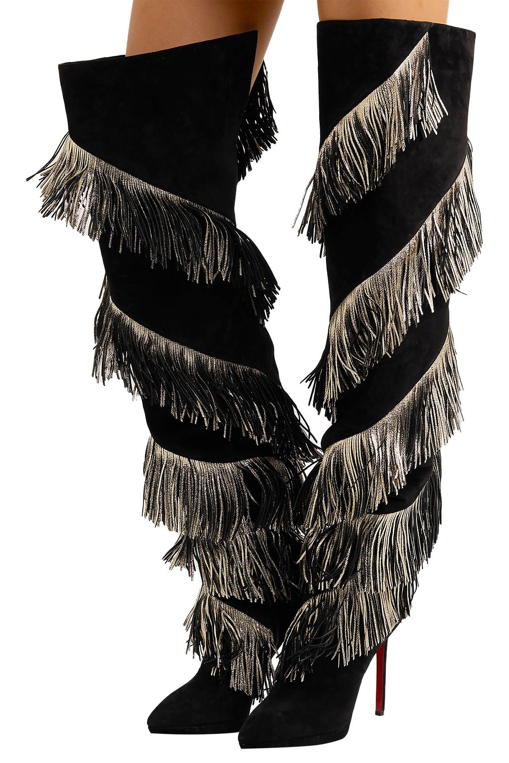 CHRISTIAN LOUBOUTIN Bolcheva 120 fringed suede over-the-knee boots