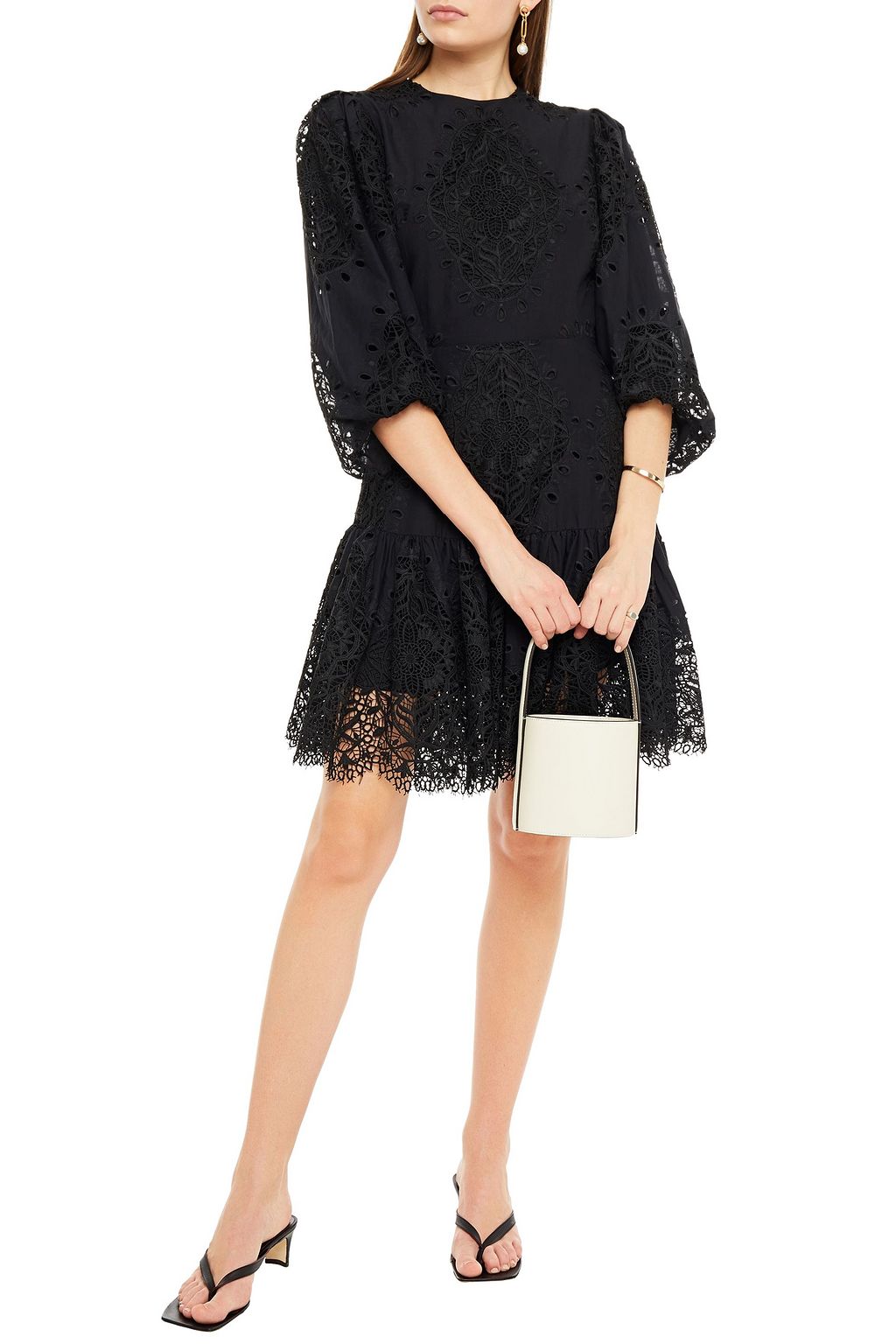BORGO DE NOR Tabitha cutout guipure lace mini dress