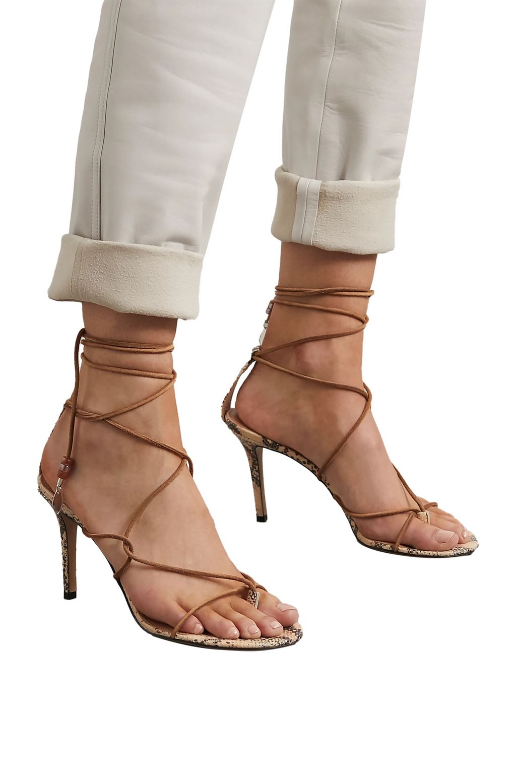 ISABEL MARANT Askee suede and snake-effect leather sandals