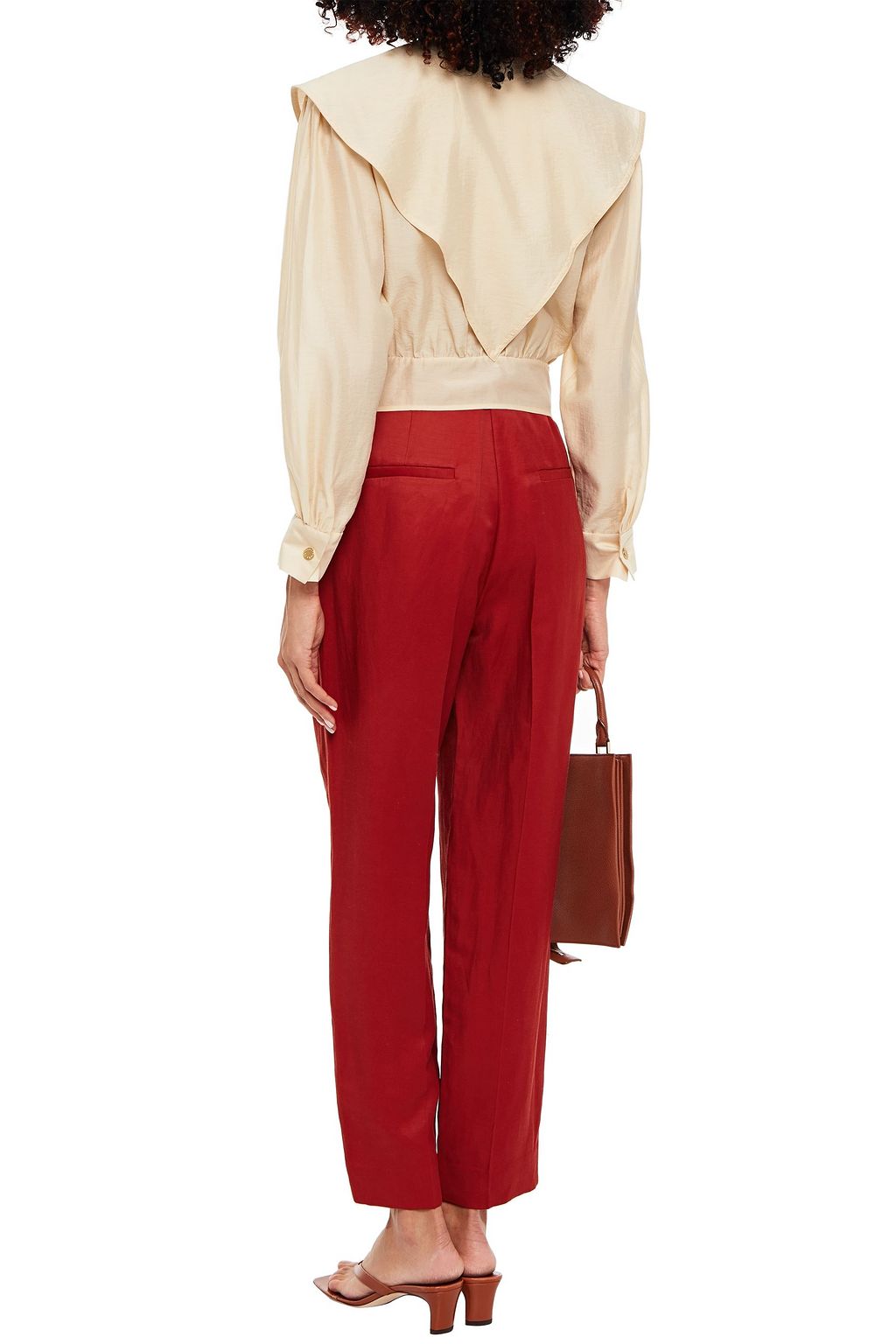 SANDRO Pleated twill tapered pants