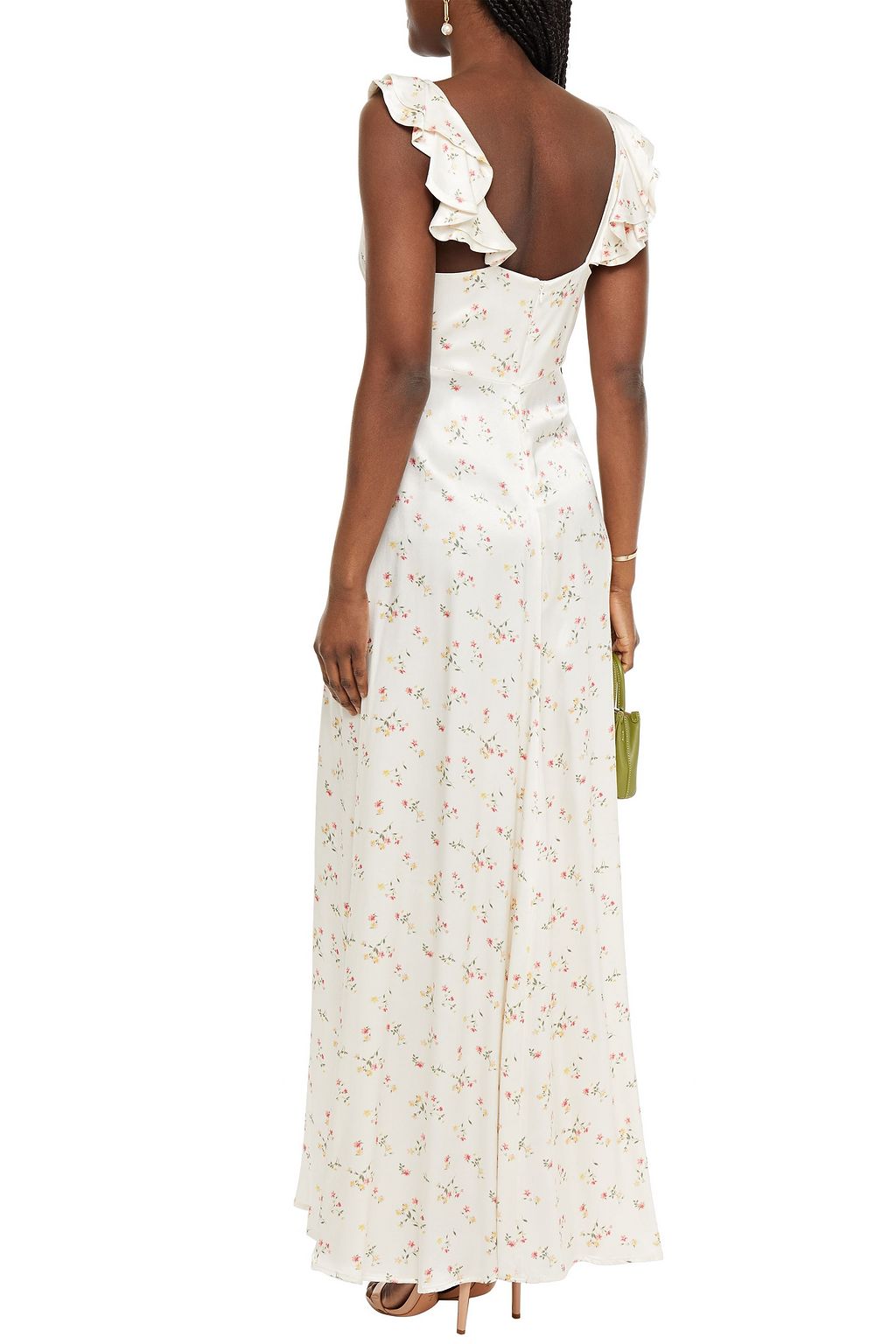 GHOST LONDON Dahlia ruffled floral-print satin maxi dress