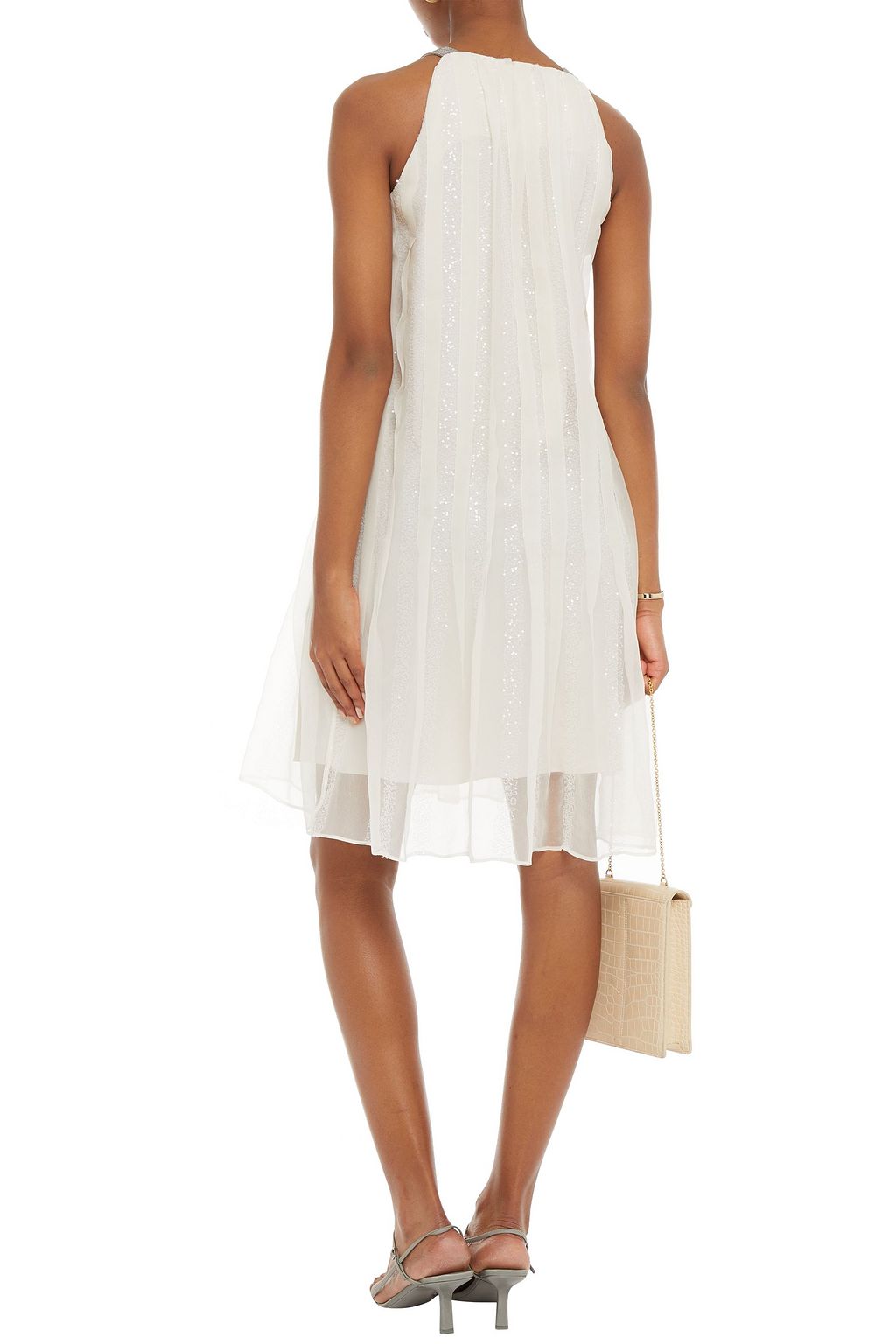 BRUNELLO CUCINELLI Embellished pleated silk-organza dress