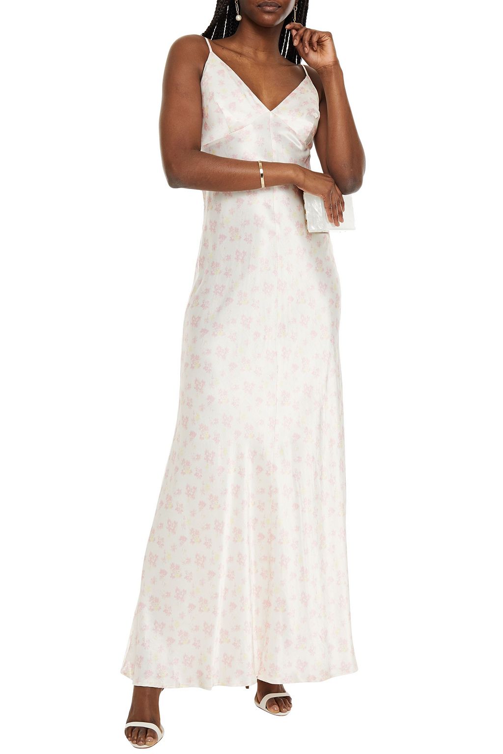 Baby pink Primrose floral-print satin 