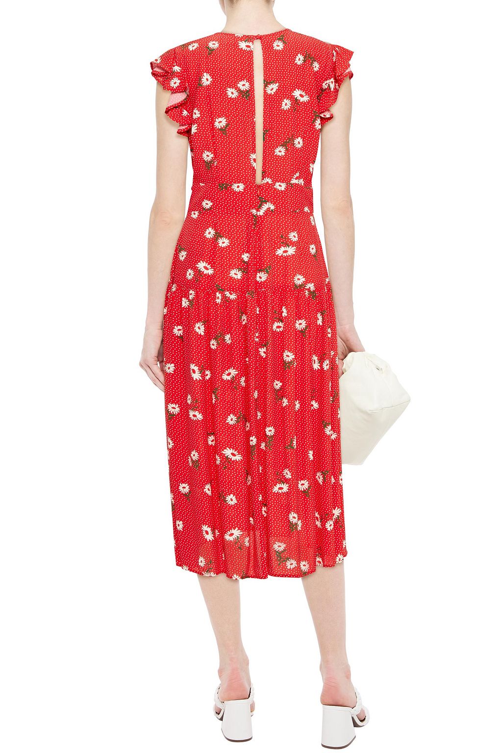 GHOST LONDON Alina ruffled printed crepe de chine midi dress