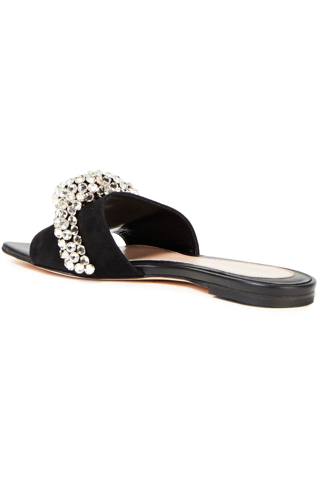 MCQUEEN Crystal-embellished suede slides