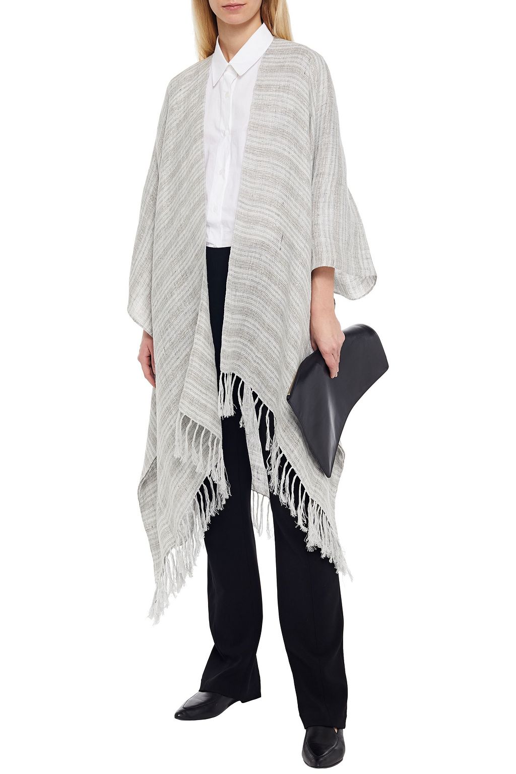 BRUNELLO CUCINELLI Fringed metallic linen-blend wrap