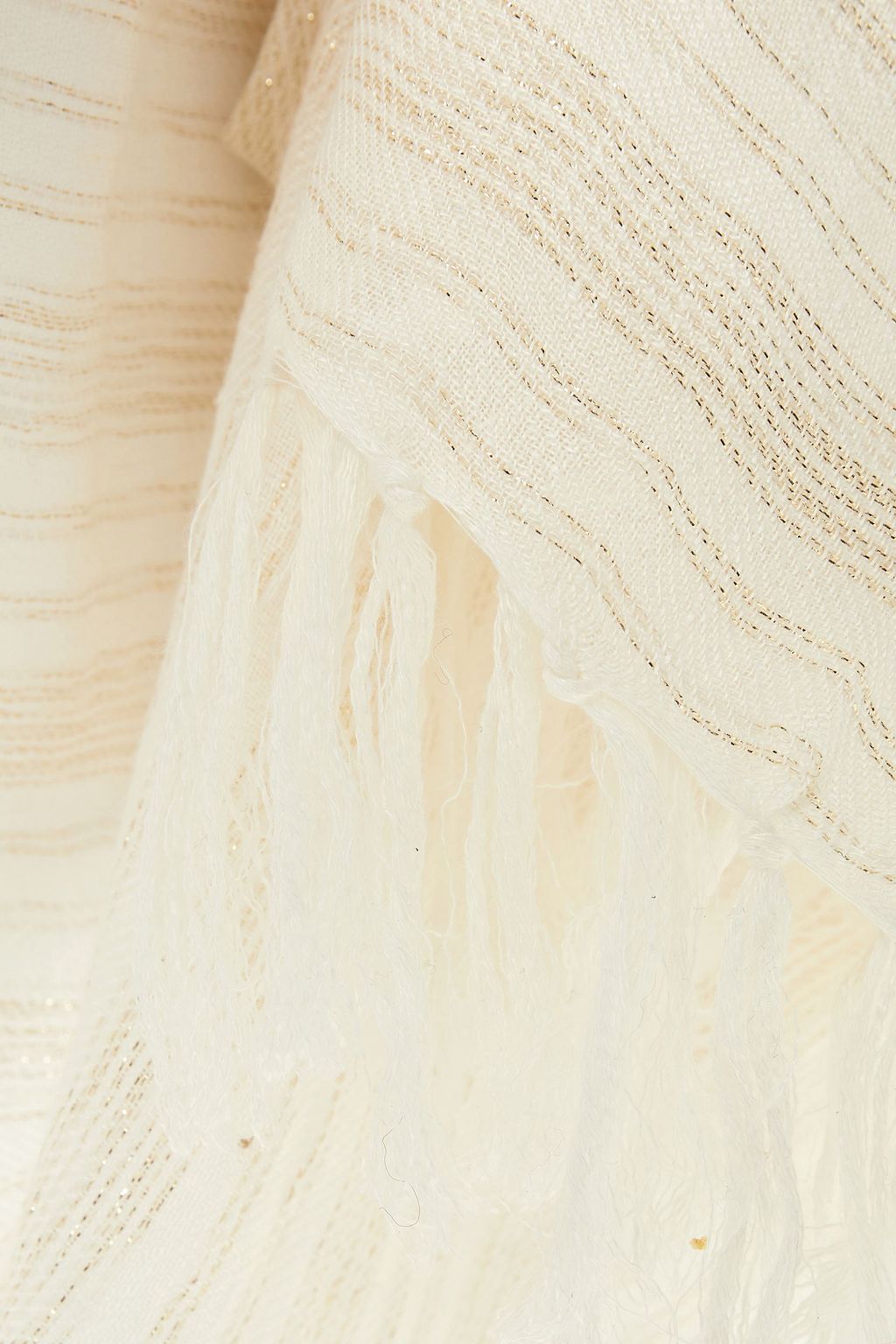 BRUNELLO CUCINELLI Fringed metallic linen-blend wrap