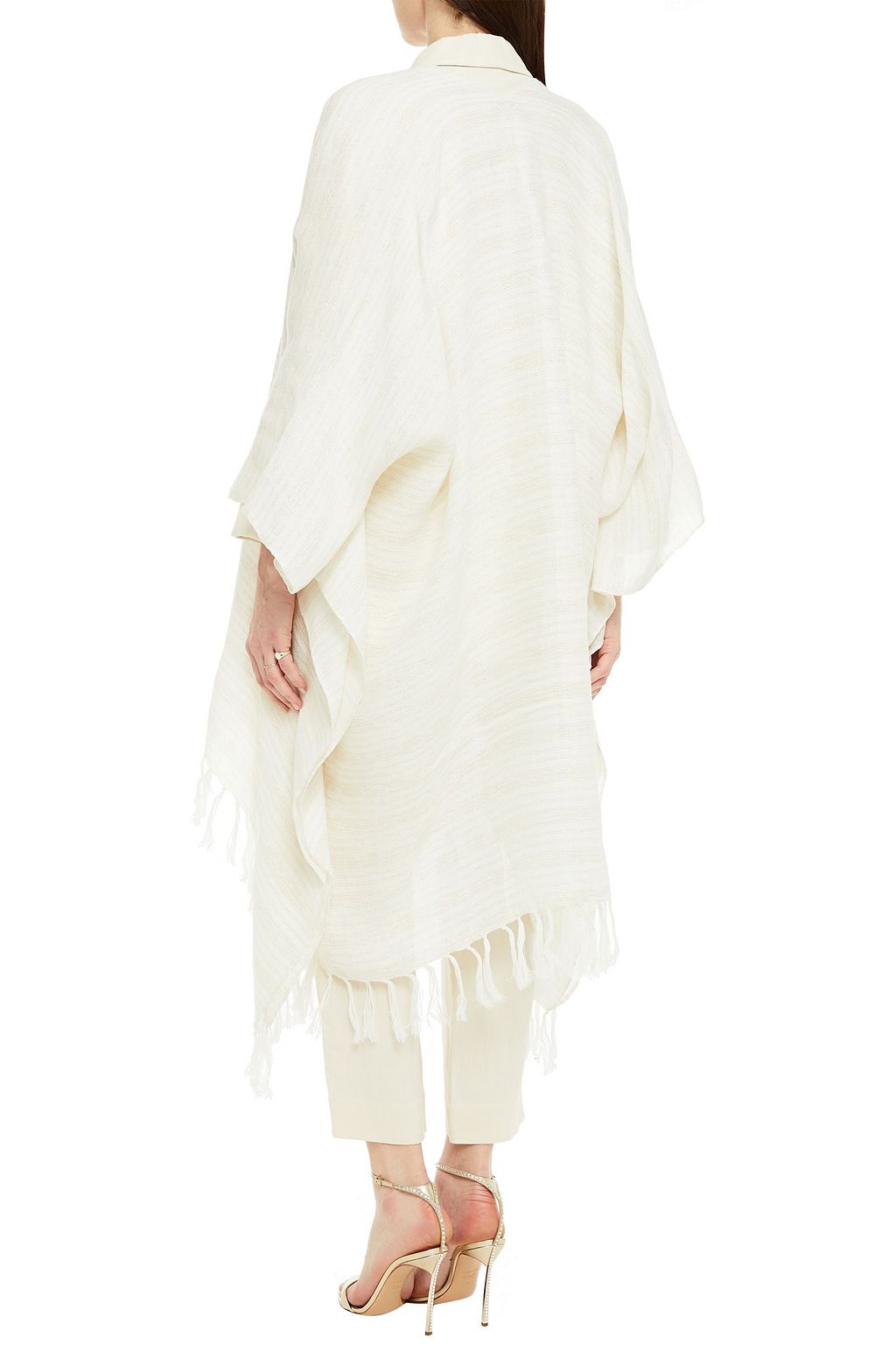 BRUNELLO CUCINELLI Fringed metallic linen-blend wrap