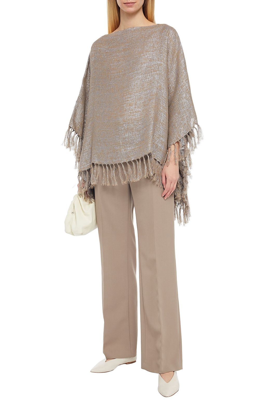 BRUNELLO CUCINELLI Fringed metallic gauze wrap