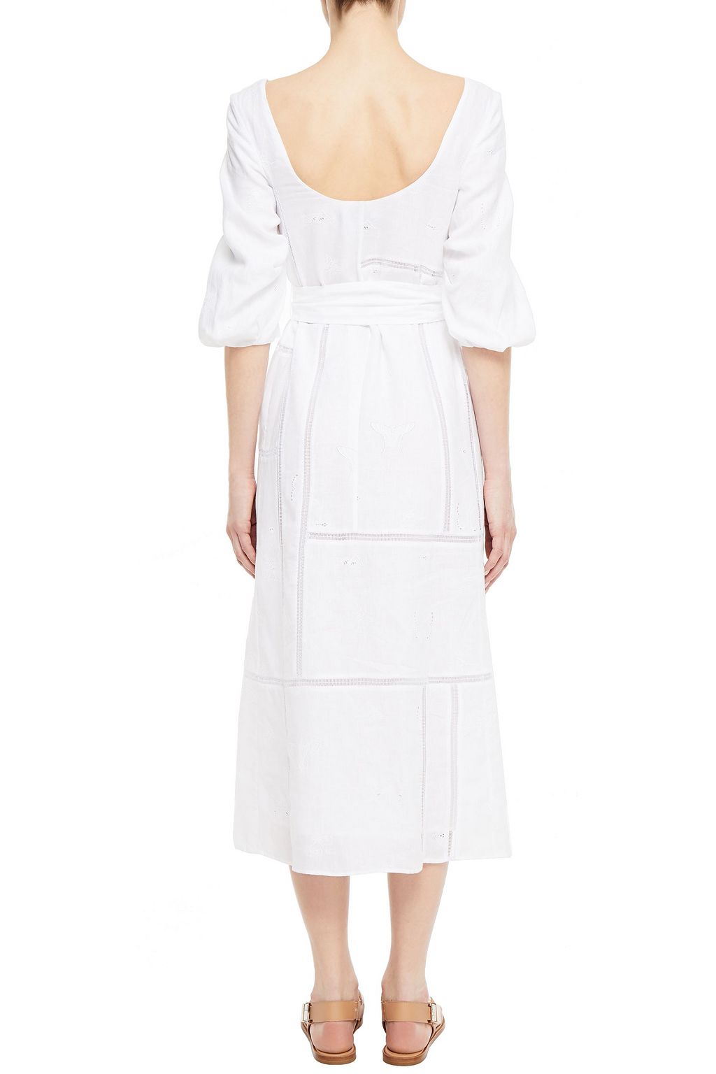 GABRIELA HEARST Daphne belted embroidered linen midi dress