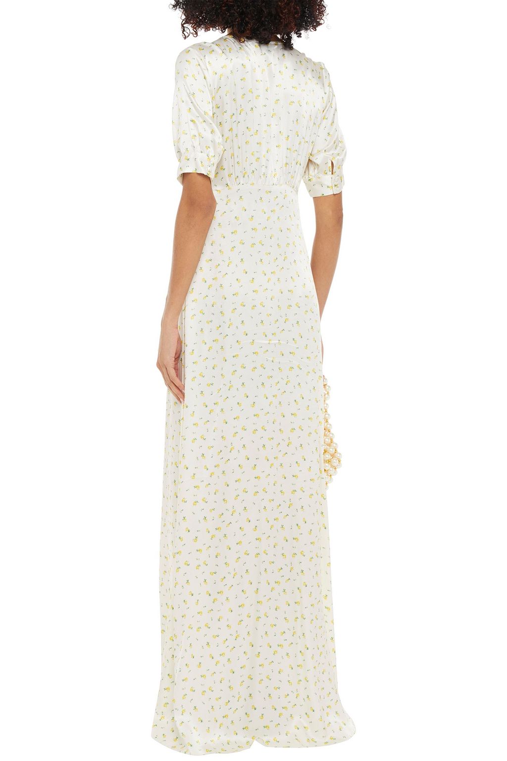 GHOST LONDON Hollie gathered floral-print satin-crepe maxi dress