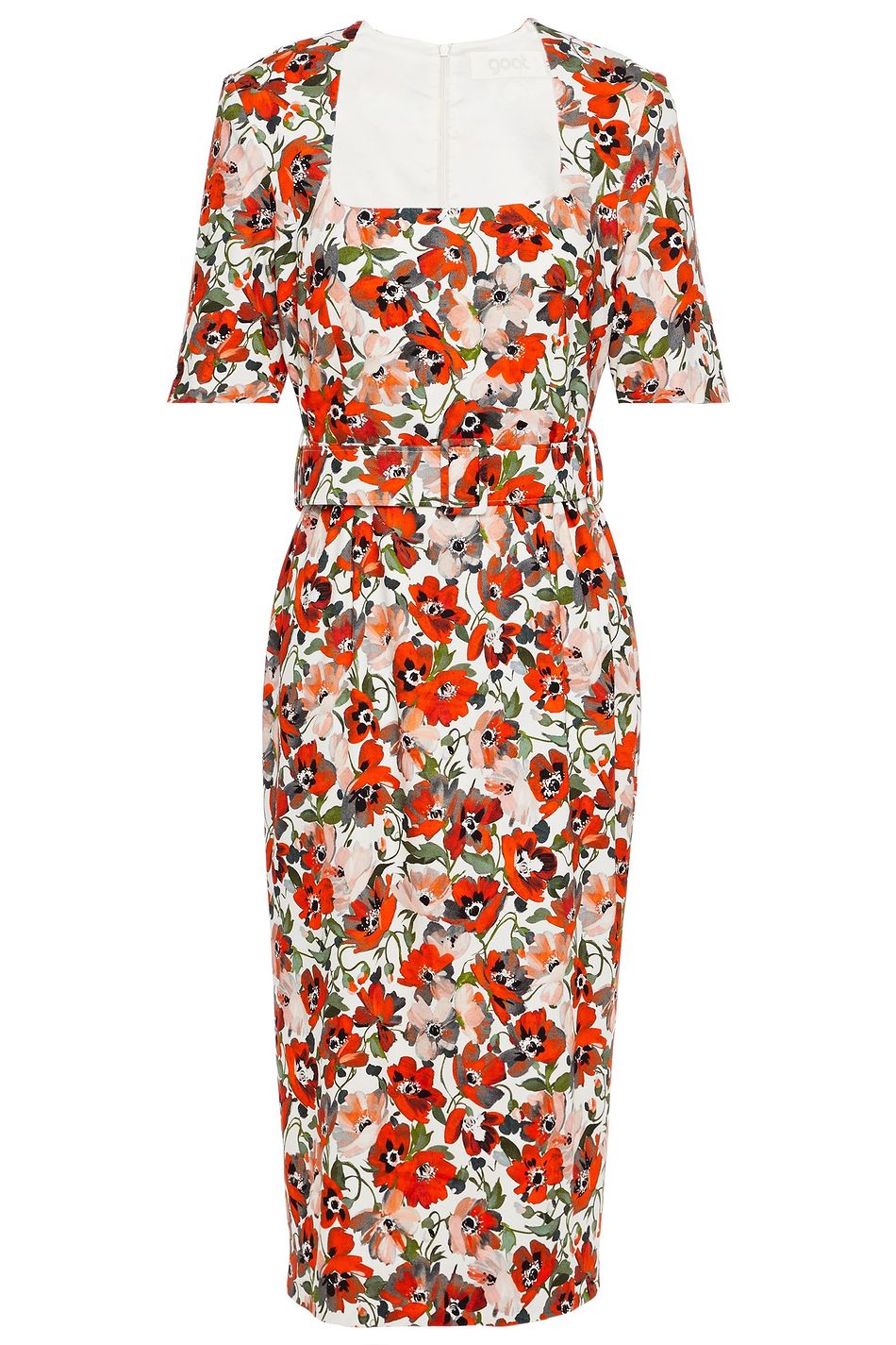GOAT Kylie belted floral-print stretch-crepe midi dress | THE OUTNET