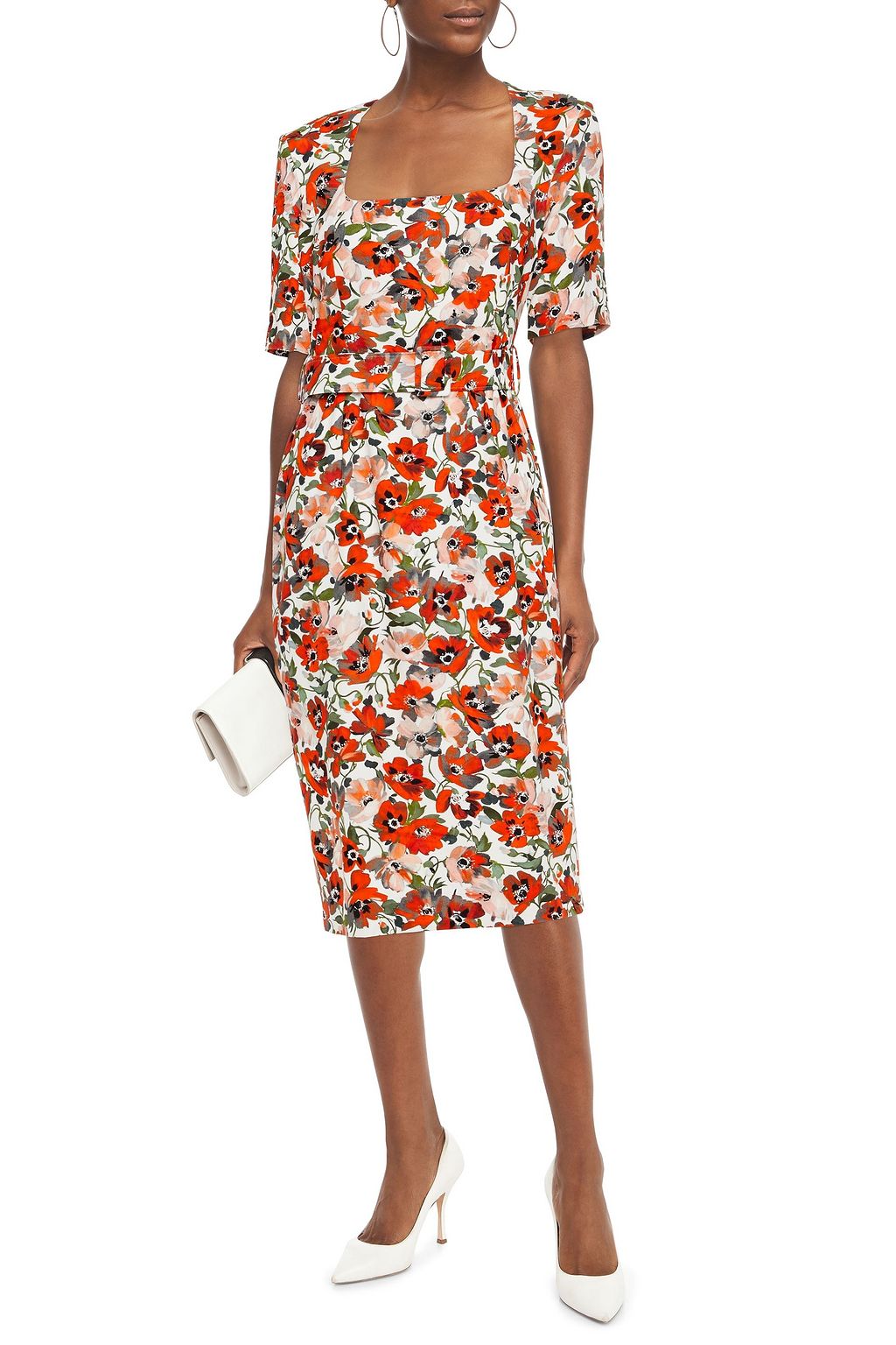 GOAT Kylie belted floral-print stretch-crepe midi dress
