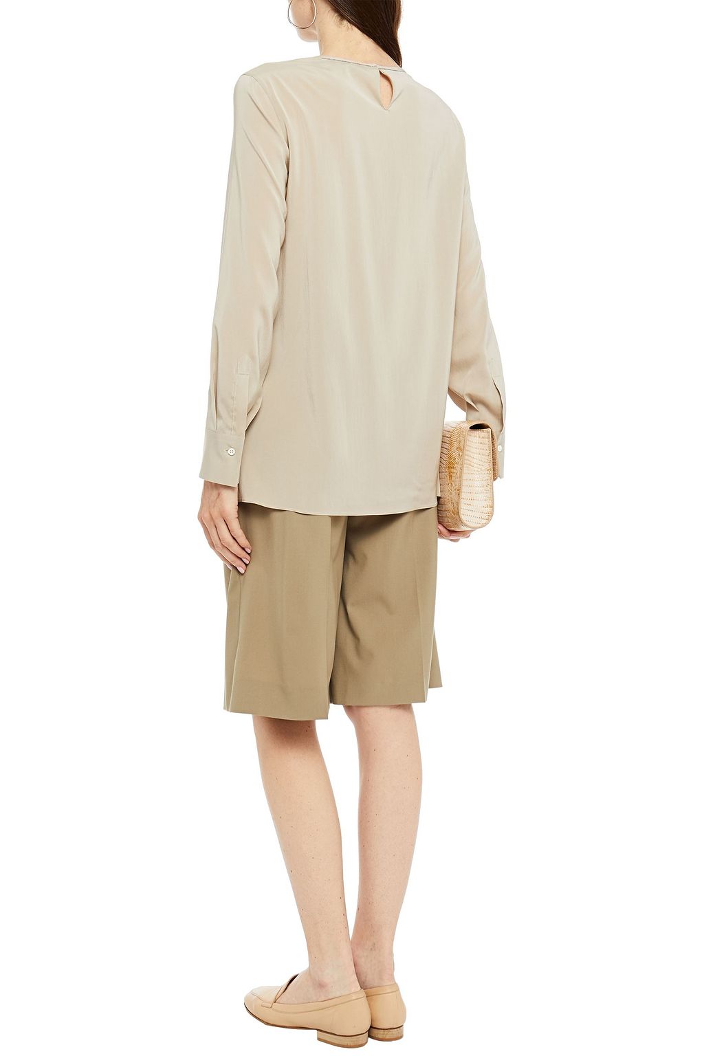 BRUNELLO CUCINELLI Bluse aus Stretch-Seide mit Zierperlen
