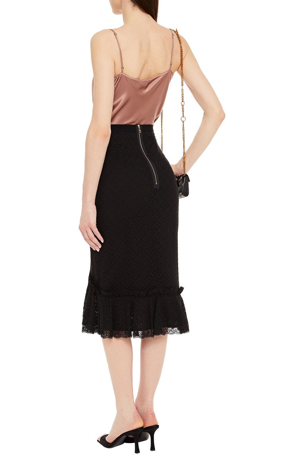 ERDEM Joss grosgrain-trimmed crocheted cotton-blend midi skirt