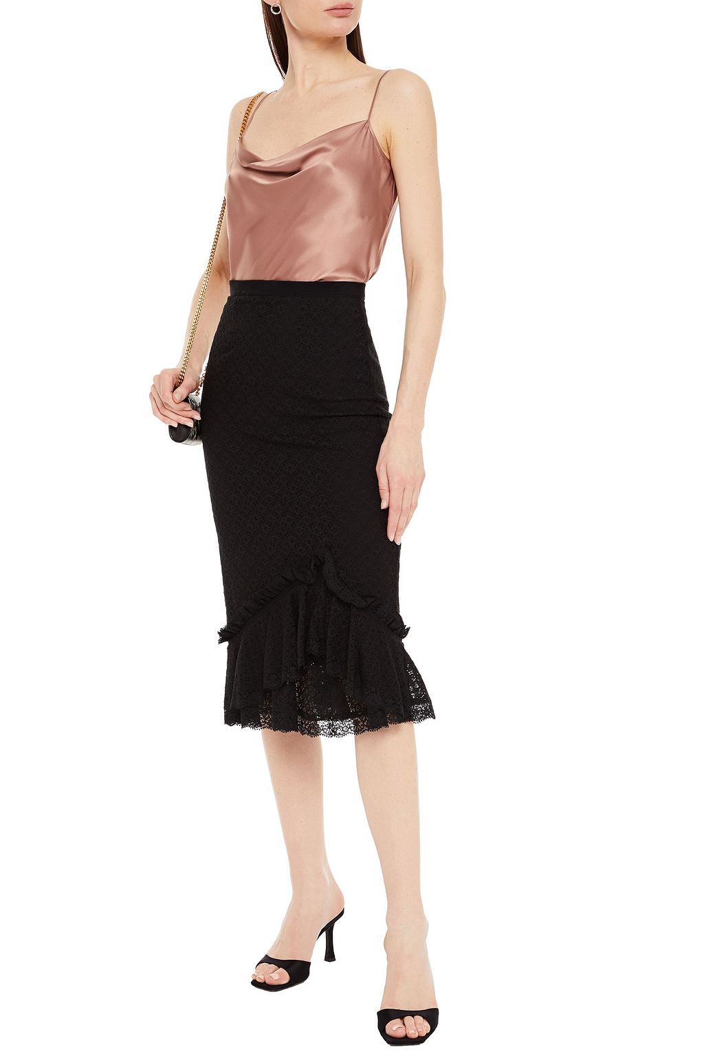 ERDEM Joss grosgrain-trimmed crocheted cotton-blend midi skirt