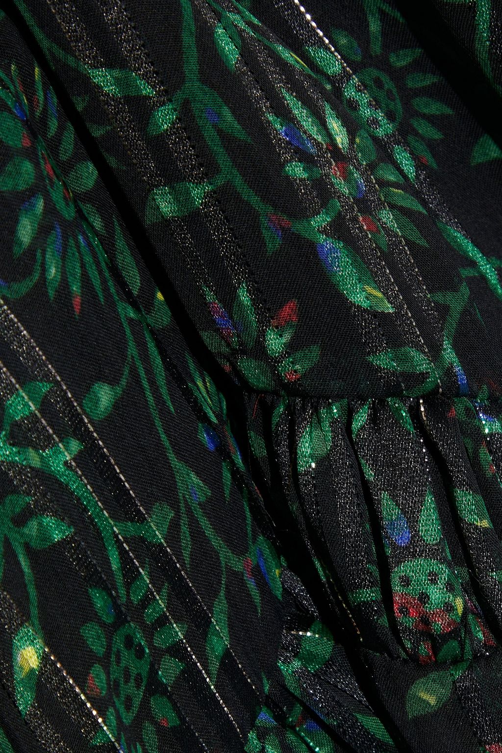 WALTER BAKER Tezza gathered floral-print metallic chiffon mini dress