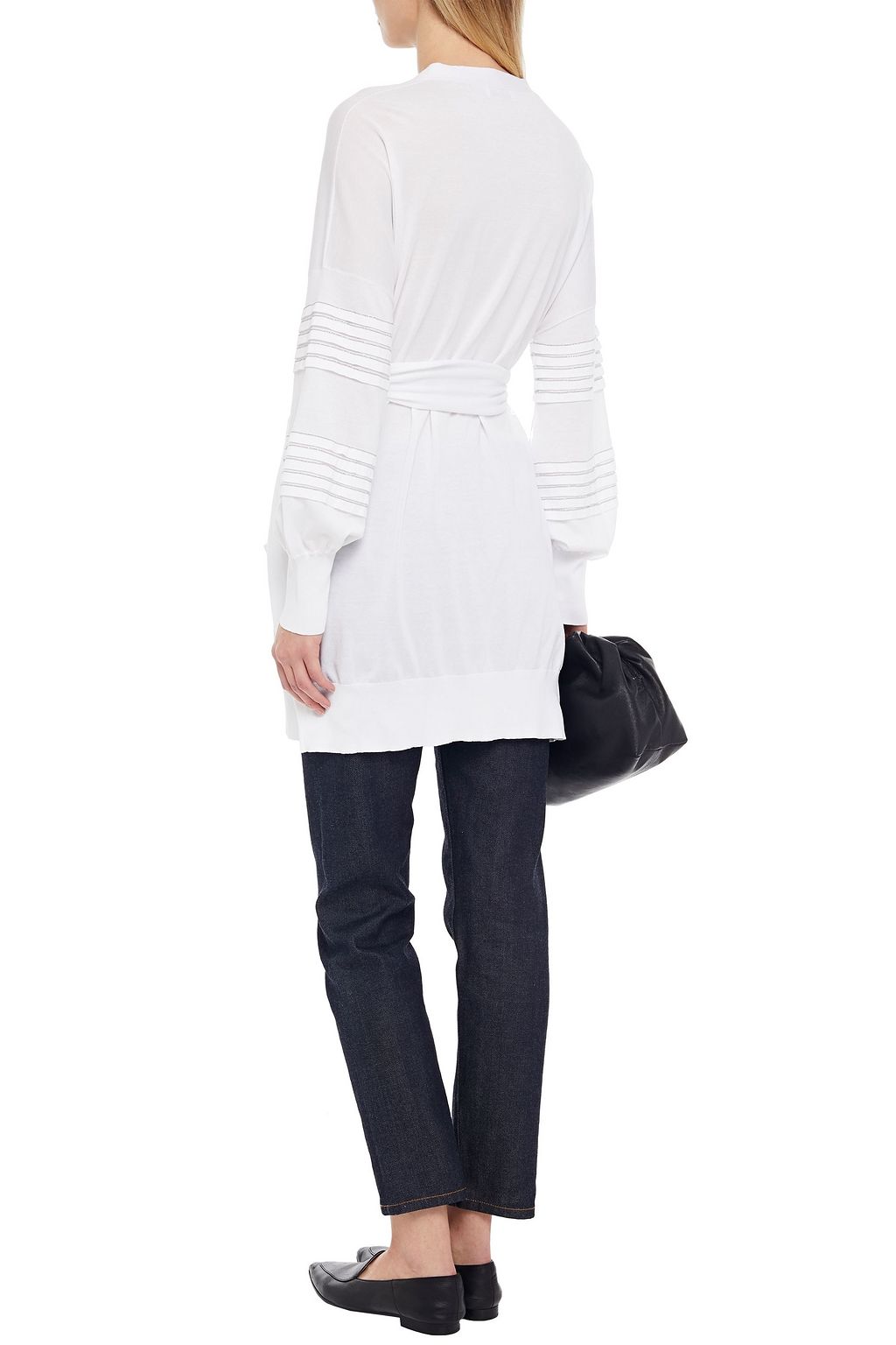 BRUNELLO CUCINELLI Belted bead-embellished cotton cardigan