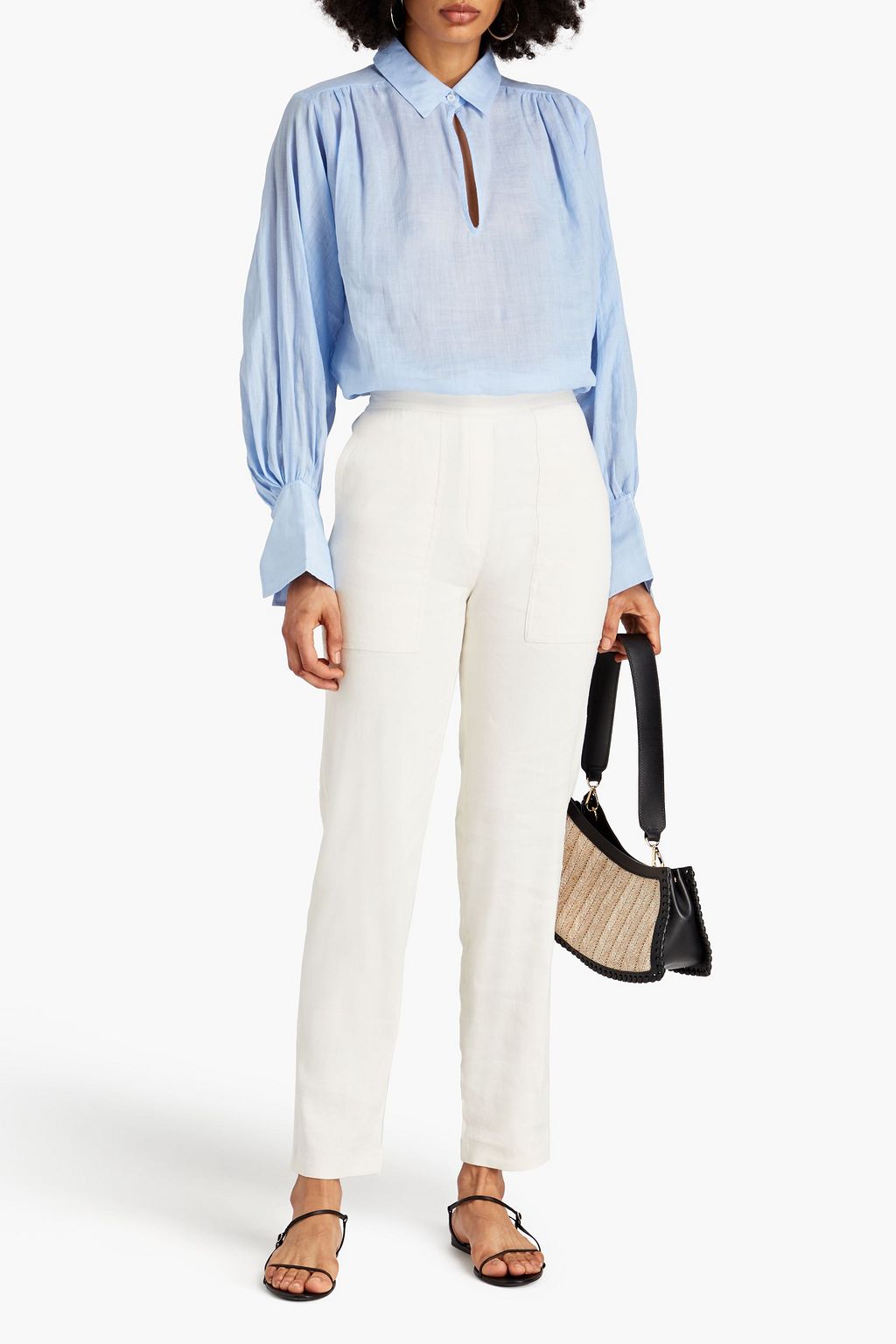 FRAME Linen-blend twill straight-leg pants