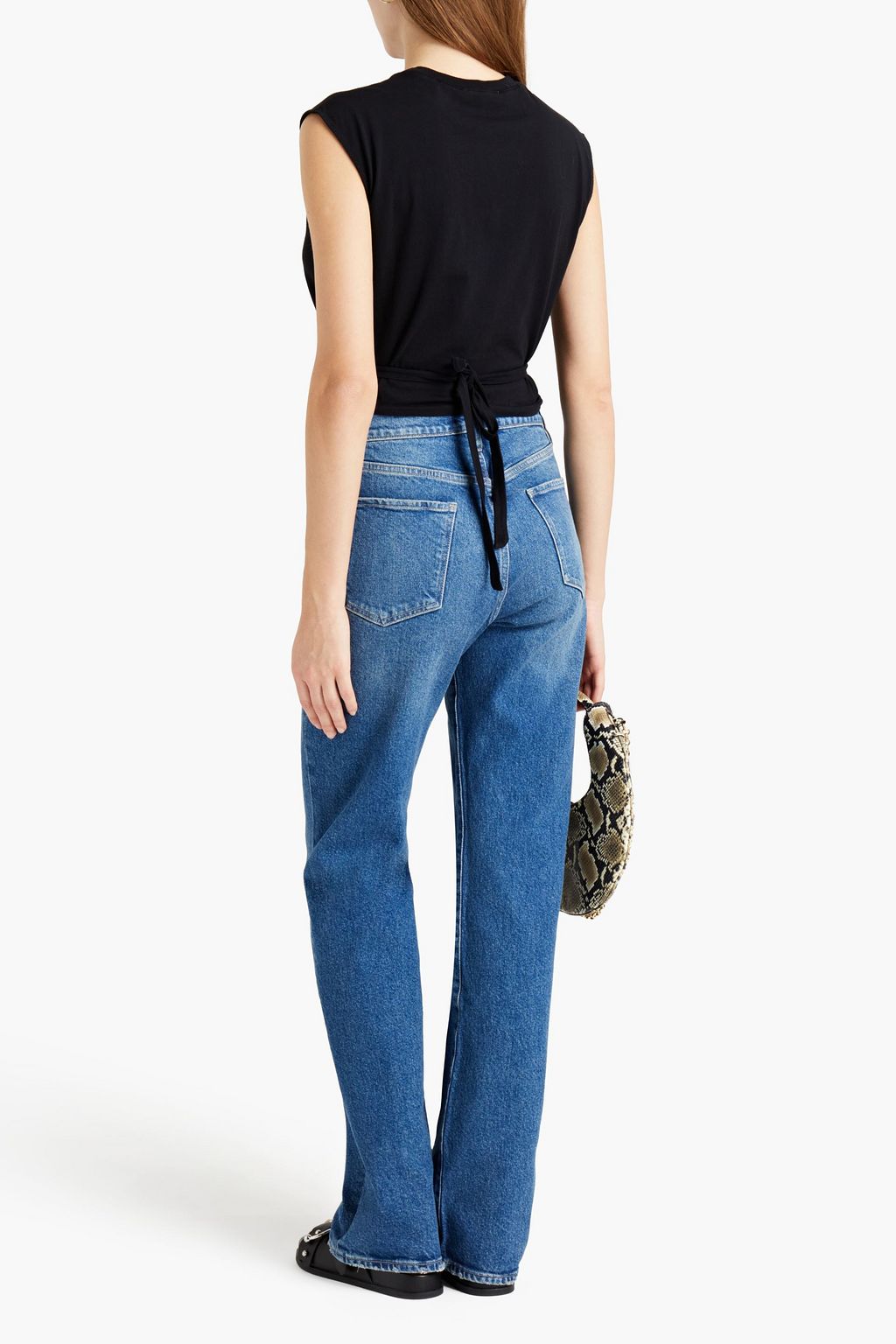 FRAME Le Jane distressed high-rise straight-leg jeans
