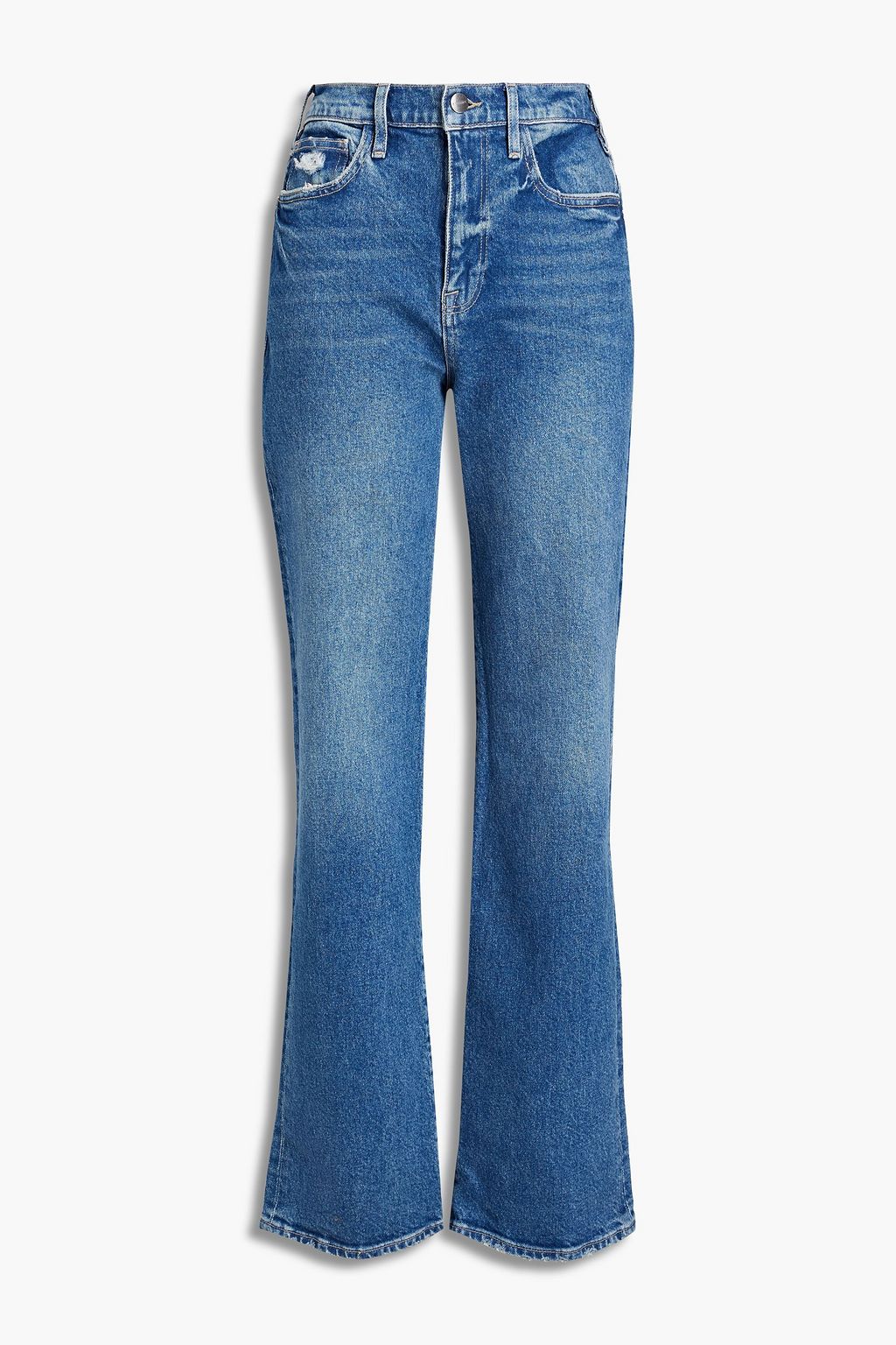 FRAME Le Jane distressed high-rise straight-leg jeans